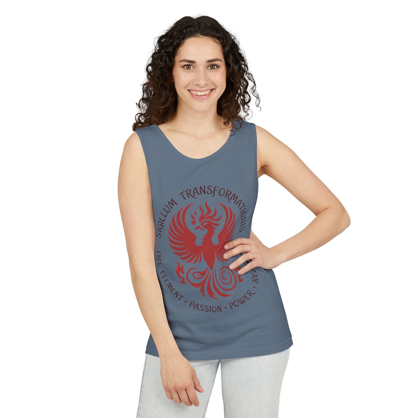 Phoenix Fire Element Tank Top, Sigillum Transformationis Seal, Passion Power Rebirth Totem, Phoenix Symbol Unisex Tank, Spiritual Tee