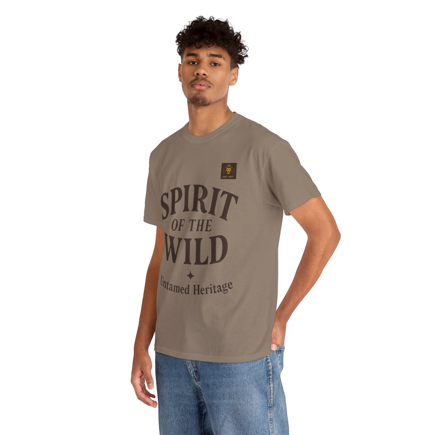 Spirit of the Wild Mens Heavy Cotton Tee, Nature Lover Gift, Outdoor Adventure Shirt, Unisex Tee, Casual Wear, Unique Graphic Apparel