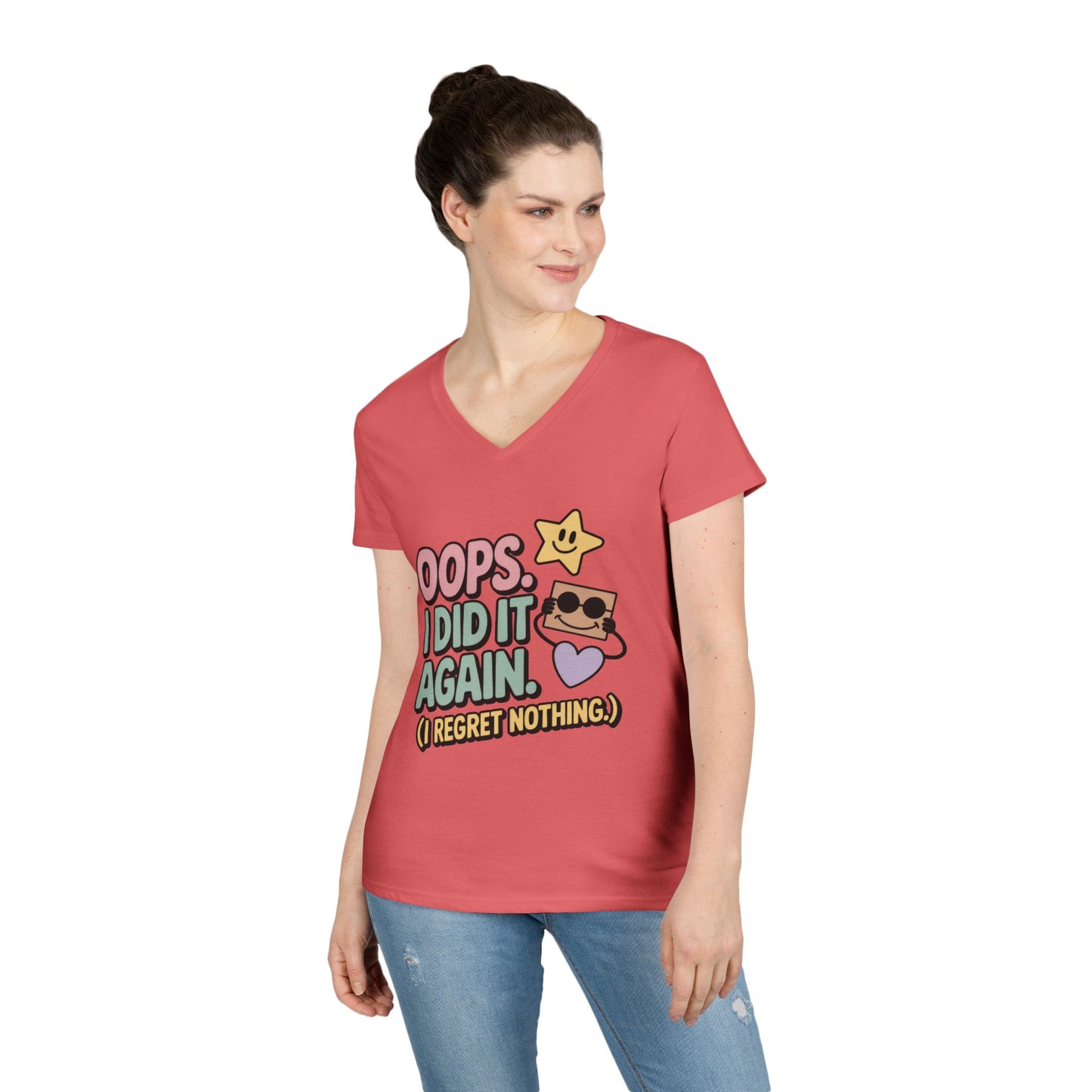Oops! I Did It Again Ladies' V-Neck T-Shirt, Fun Casual Tee, Perfect Gift, Casual Statement Wear, Positive Message Women's T-Shirt
