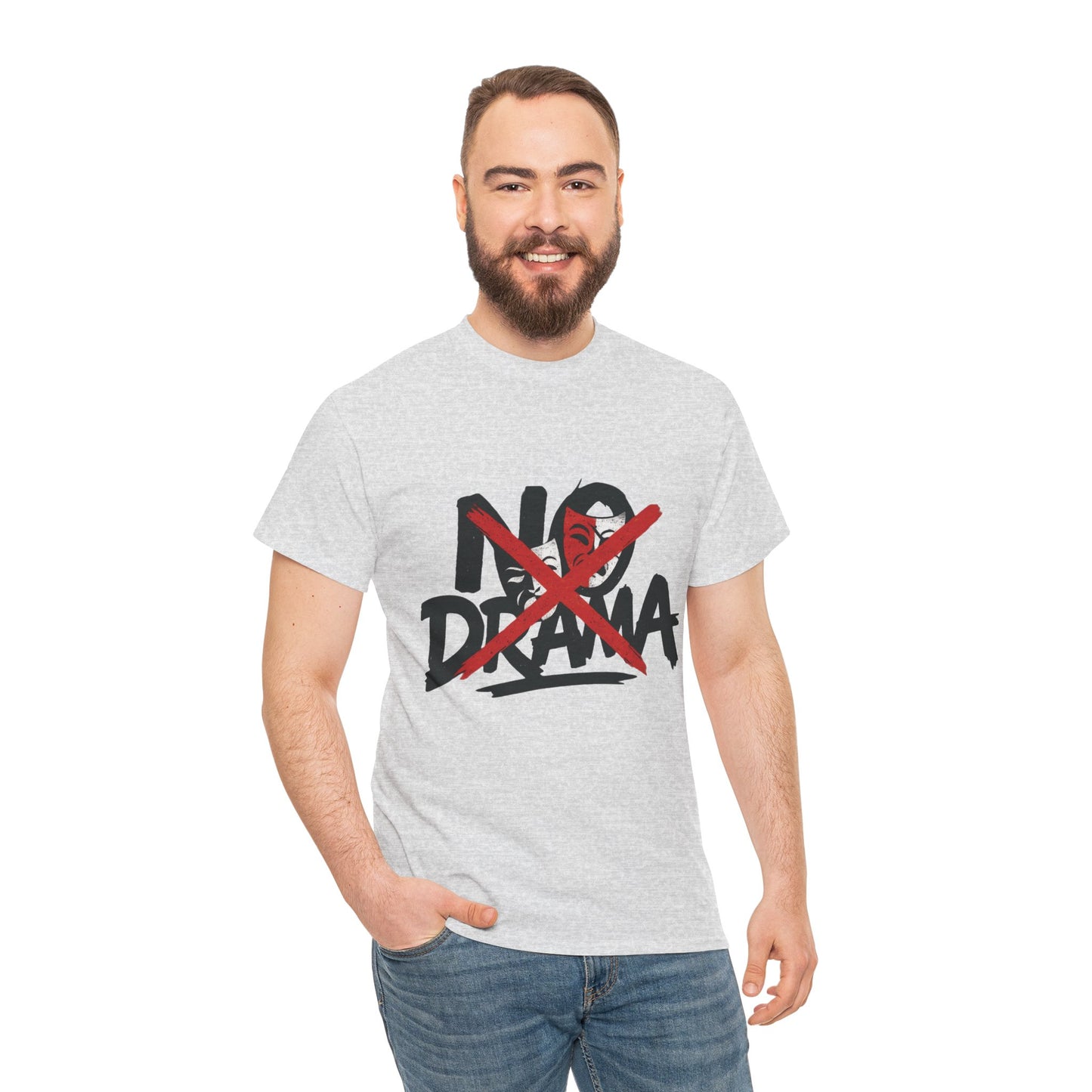 No Drama Unisex Heavy Cotton Tee, Casual Shirt, Gift for Friends, Relaxed Fit, Comfort Wear, Everyday Style