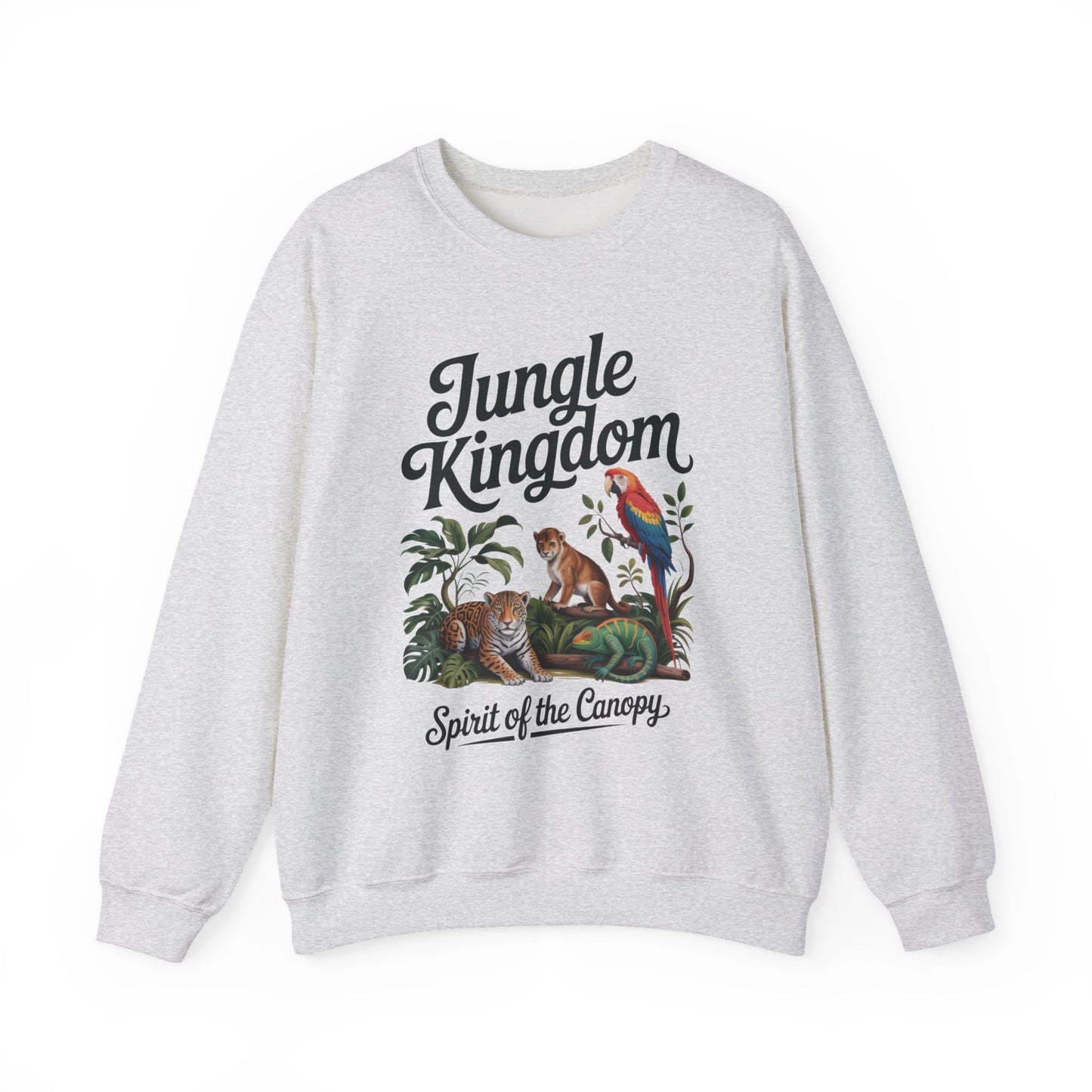 Jungle Kingdom Womens Sweatshirt, Cozy Jungle Crewneck, Nature Lover Gift, Wildlife Artwork, Eco-Conscious Apparel, Animal Enthusiast Clothing