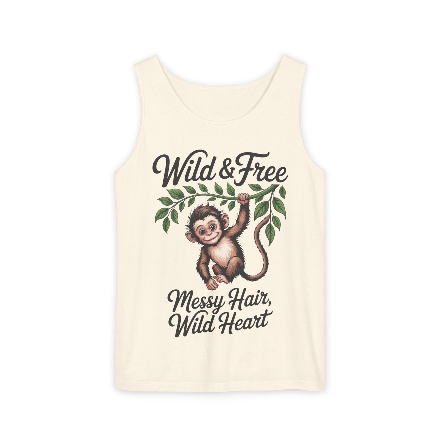 Wild & Free Monkey Tank Top, Messy Hair Wild Heart Womens Tank, Cute Jungle Animal Shirt, Boho Adventure Tank, Fun Nature Lover Gift