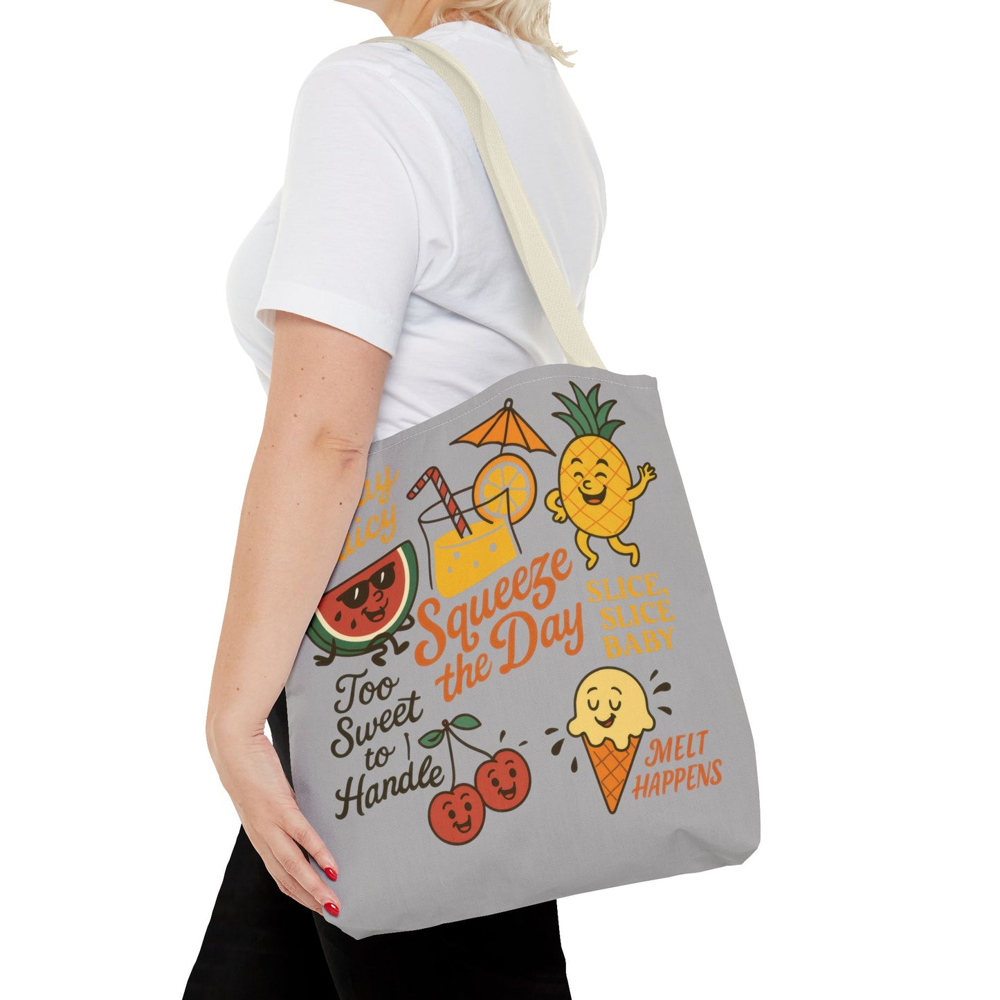 Juicy Summer Tote Bag, Fun Beach Carryall, Perfect for Grocery Shopping, Reusable Market Tote, Cute Gift for Fruit Lovers, Large Tote Bag
