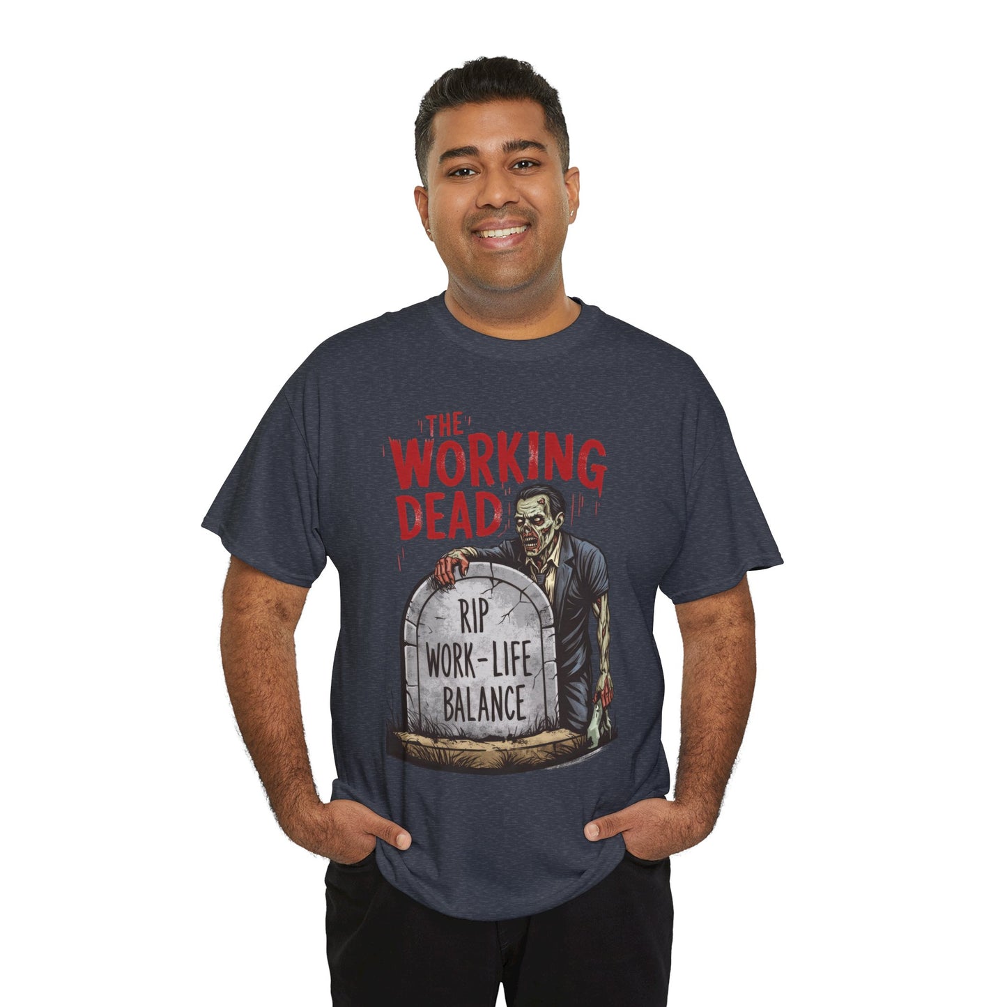 The Working Dead Shirt Men, Funny Work Life Balance Zombie Tee, RIP Work Shirt, Halloween Tee