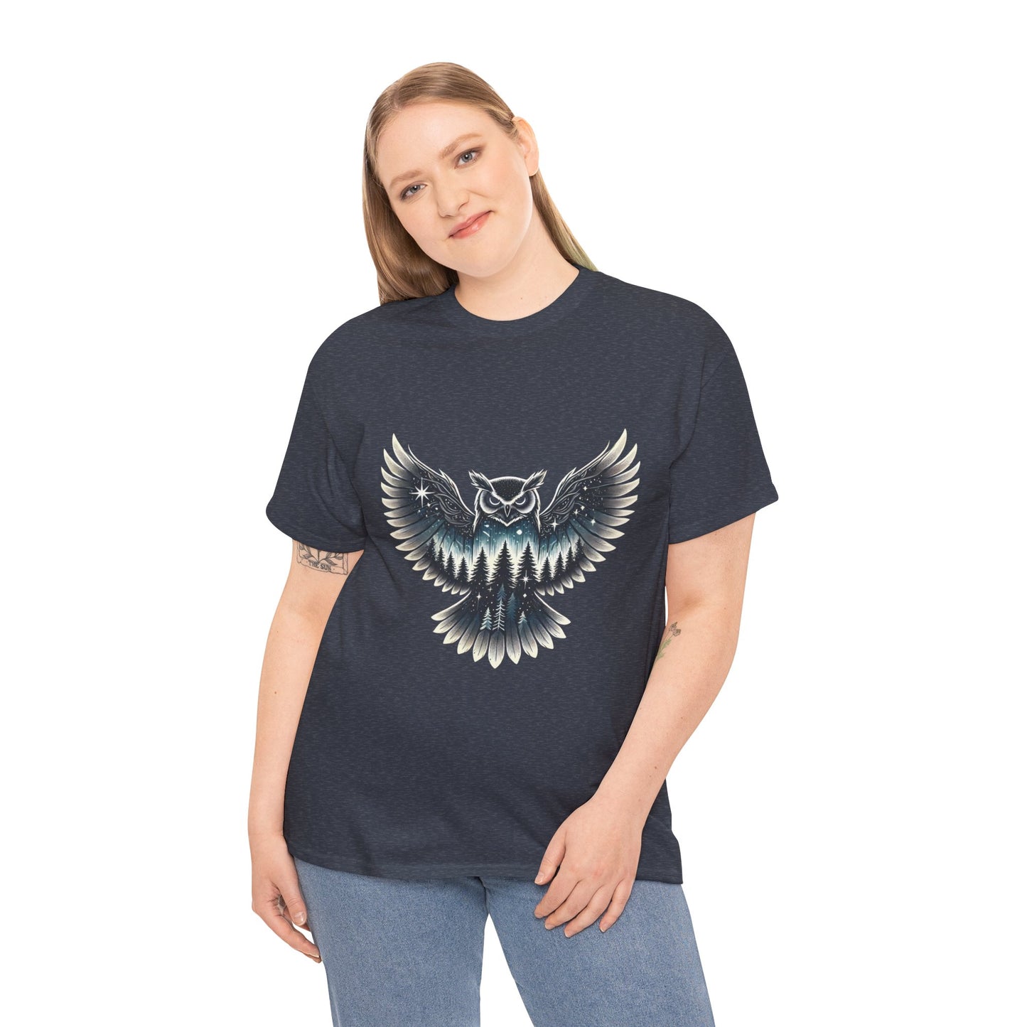 Mystical Owl Graphic Tee, Wildlife Lover Gift, Nature Shirt, Festival Wear, Boho Style, Night Bird Graphic T-Shirt