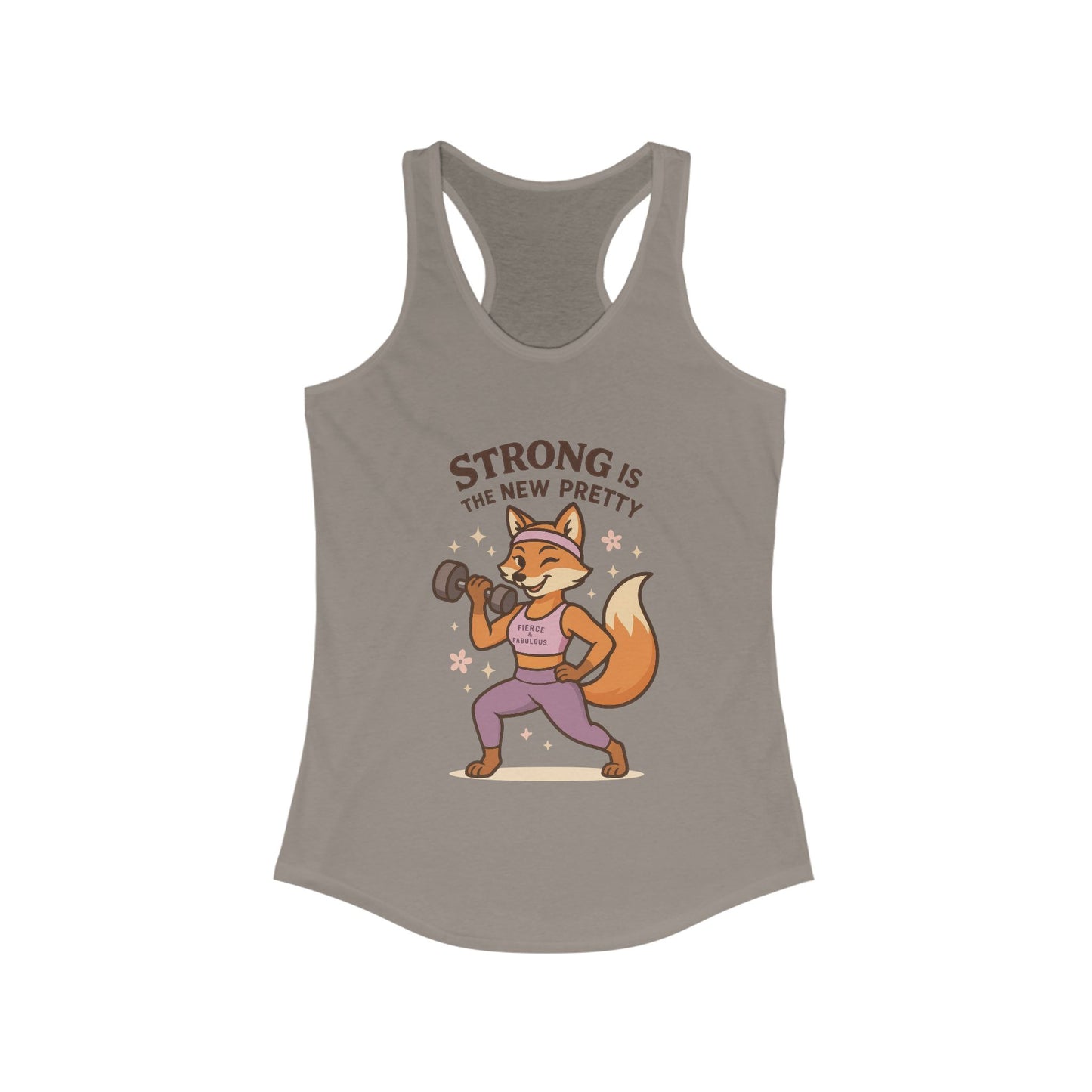 Strong is the New Pretty Tee, Inspirational Tank, Fitness Apparel, Gift for Her, Motivational Top, Cute Fox Design, Womens Gym Tank Top