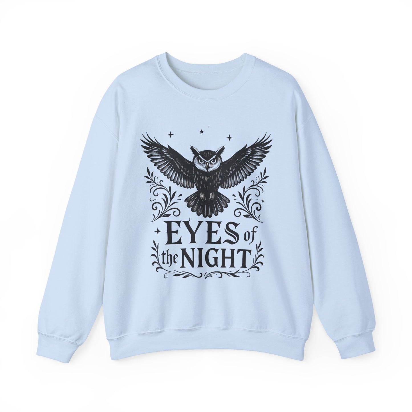 Eyes of the Night Owl Sweatshirt, Mens Dark Gothic Sweatshirt, Mysterious Owl Graphic Pullover, Forest Bird of Night Design, Halloween Gift