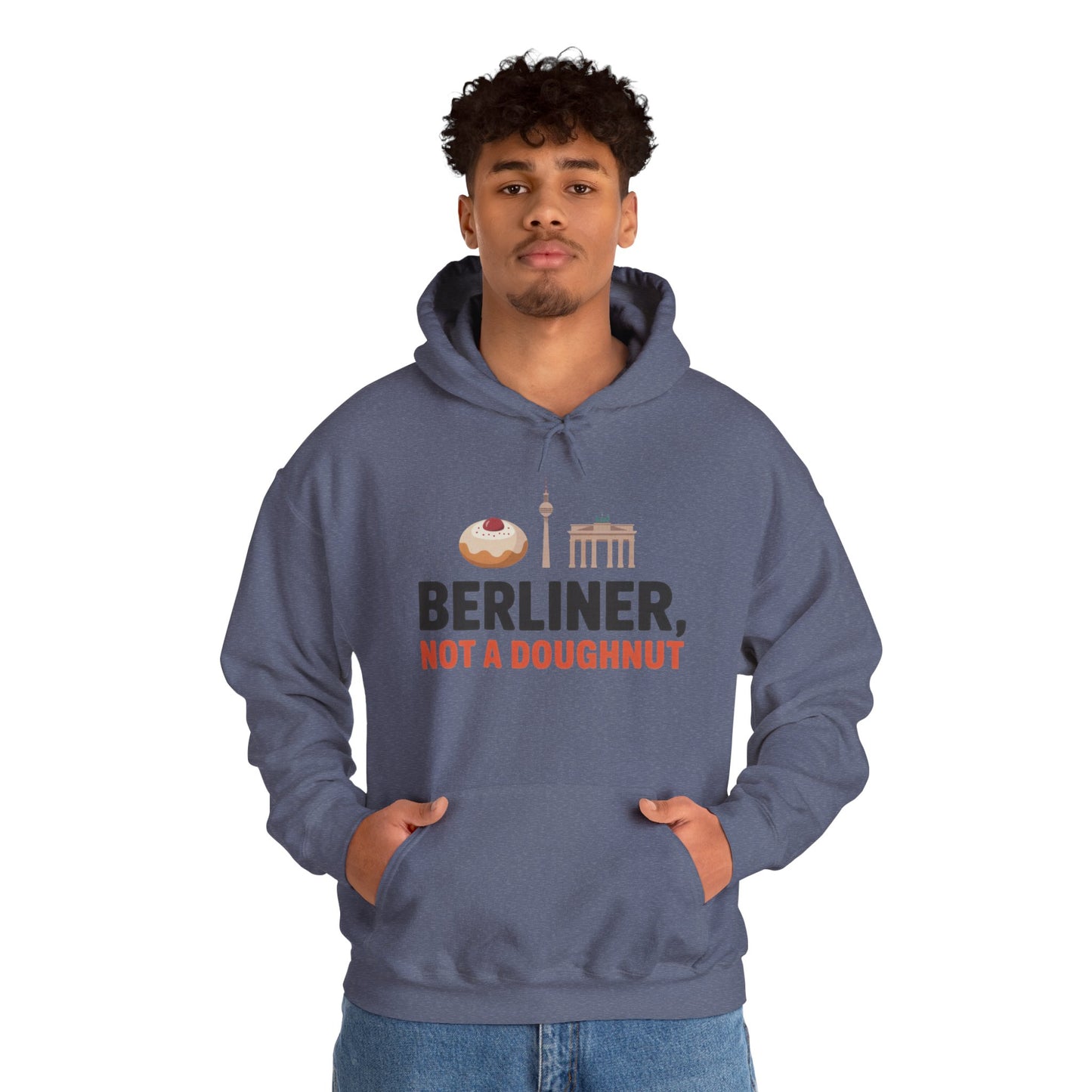 Mens Heavy Blend™ Hooded Sweatshirt, Berliner Not a Doughnut Funny Berlin Hoodie for Men