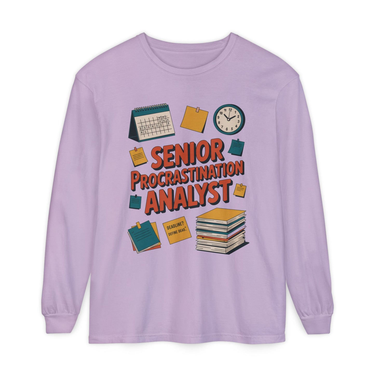 Senior Procrastination Analyst Long Sleeve Tee, Funny Work Shirt,Gift for Analysts, Office Humor, Meme Long Sleeve, Motivation Humor Apparel