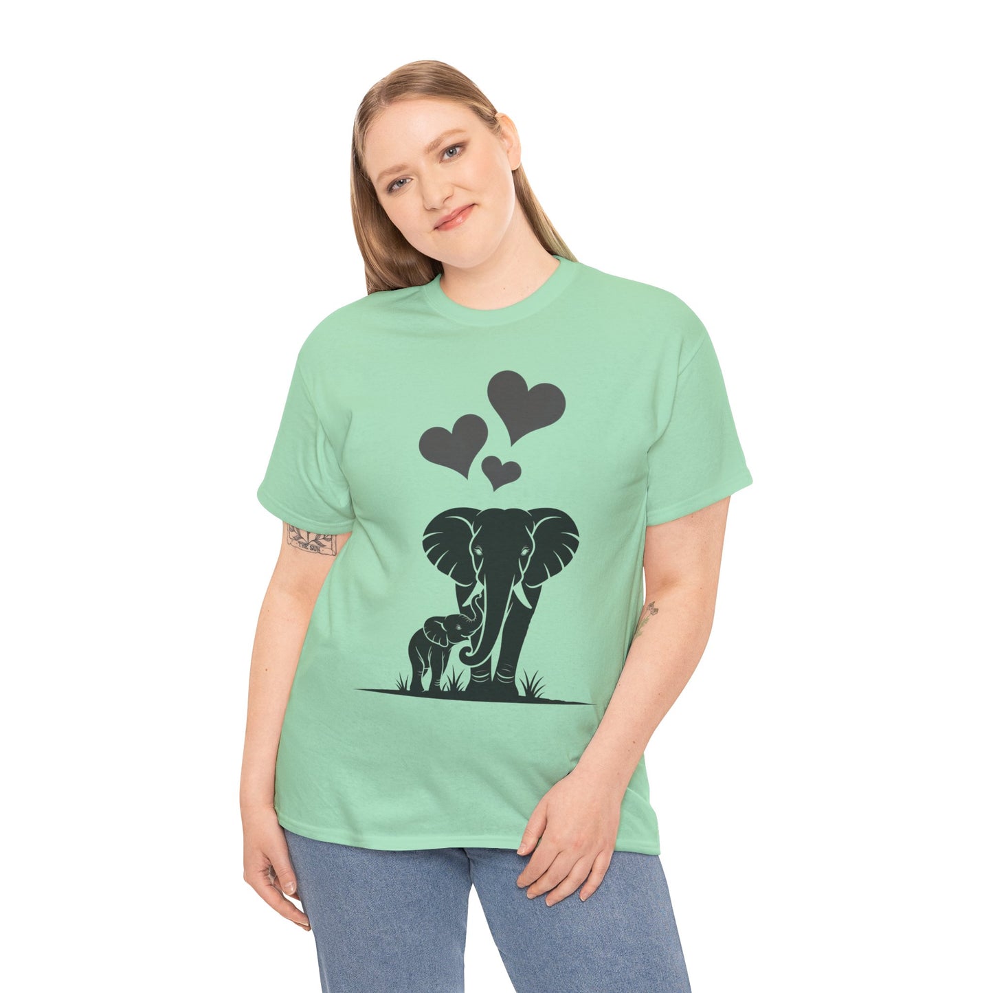 Elephant Mom and Baby T-Shirt, Elephant Love Cotton Tee, Cute Animal Shirt, Animal Lover Gift, Cute Minimalist Elephant Design