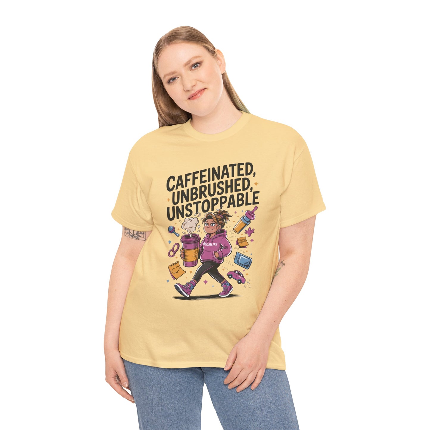 Funny Mom Life Graphic Shirt, Mother's Day Gift, Cotton Tee for Tired but Fierce Mothers, Coffee and Mom T-Shirt, mom life shirt