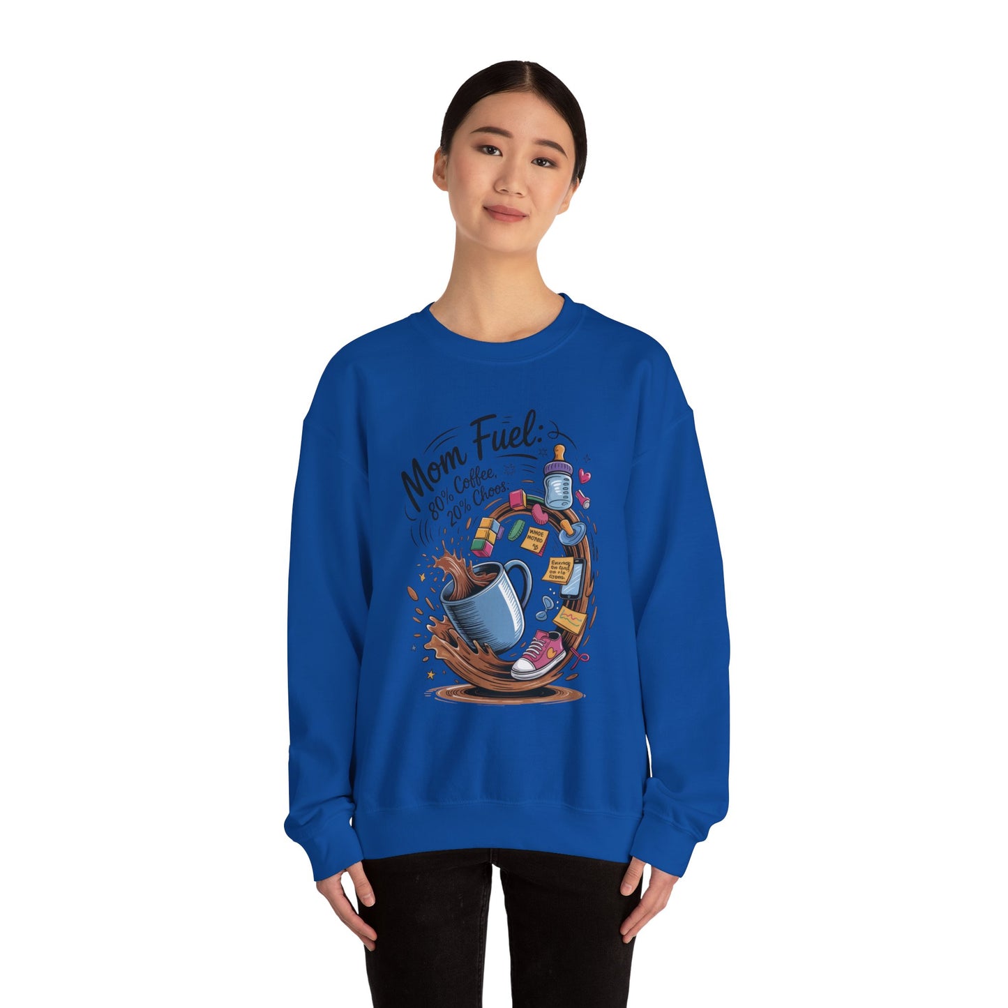 Mom Fuel Unisex Crewneck Sweatshirt, Perfect for Coffee Lovers, Gifts for Moms, Cozy Casual Wear, Funny Graphic Sweatshirt, Mother's Day