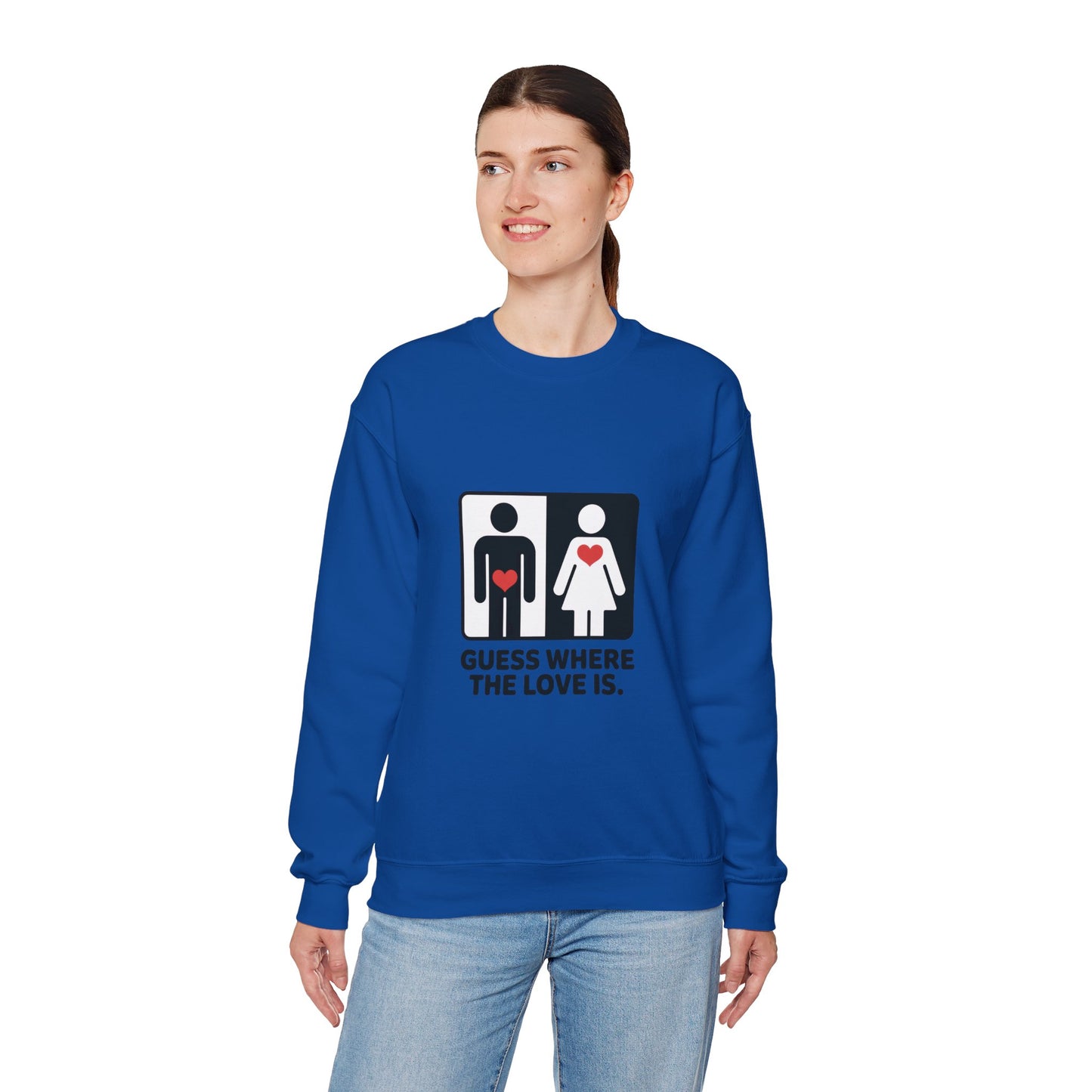 GuesWhere the Love Is Sweatshirt, Couples Gift, Valentines Day Apparel, Matching Sweatshirt, Relationship Sweatshirt, Love Joke Graphic