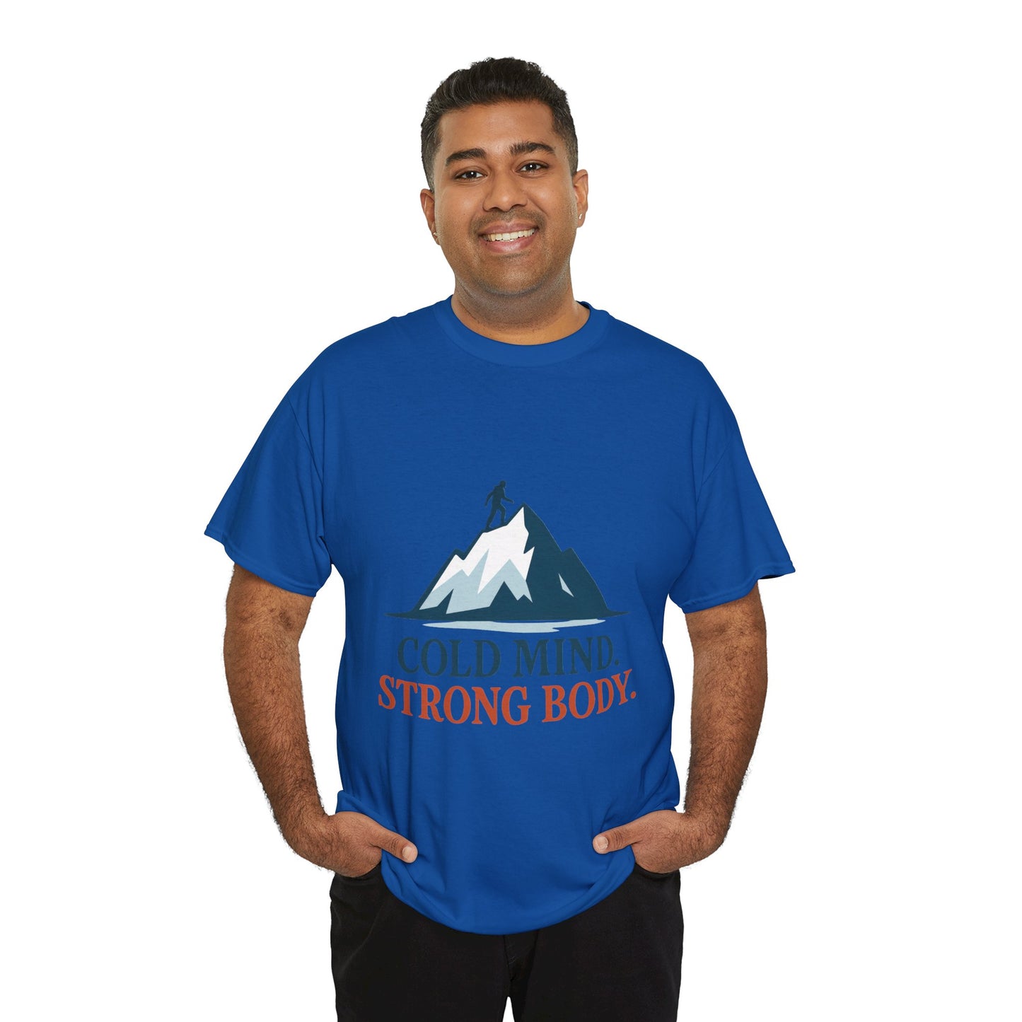 Cold Mind Strong Body Mens T-Shirt, Nordic Minimalist Mountain Hiking Tee