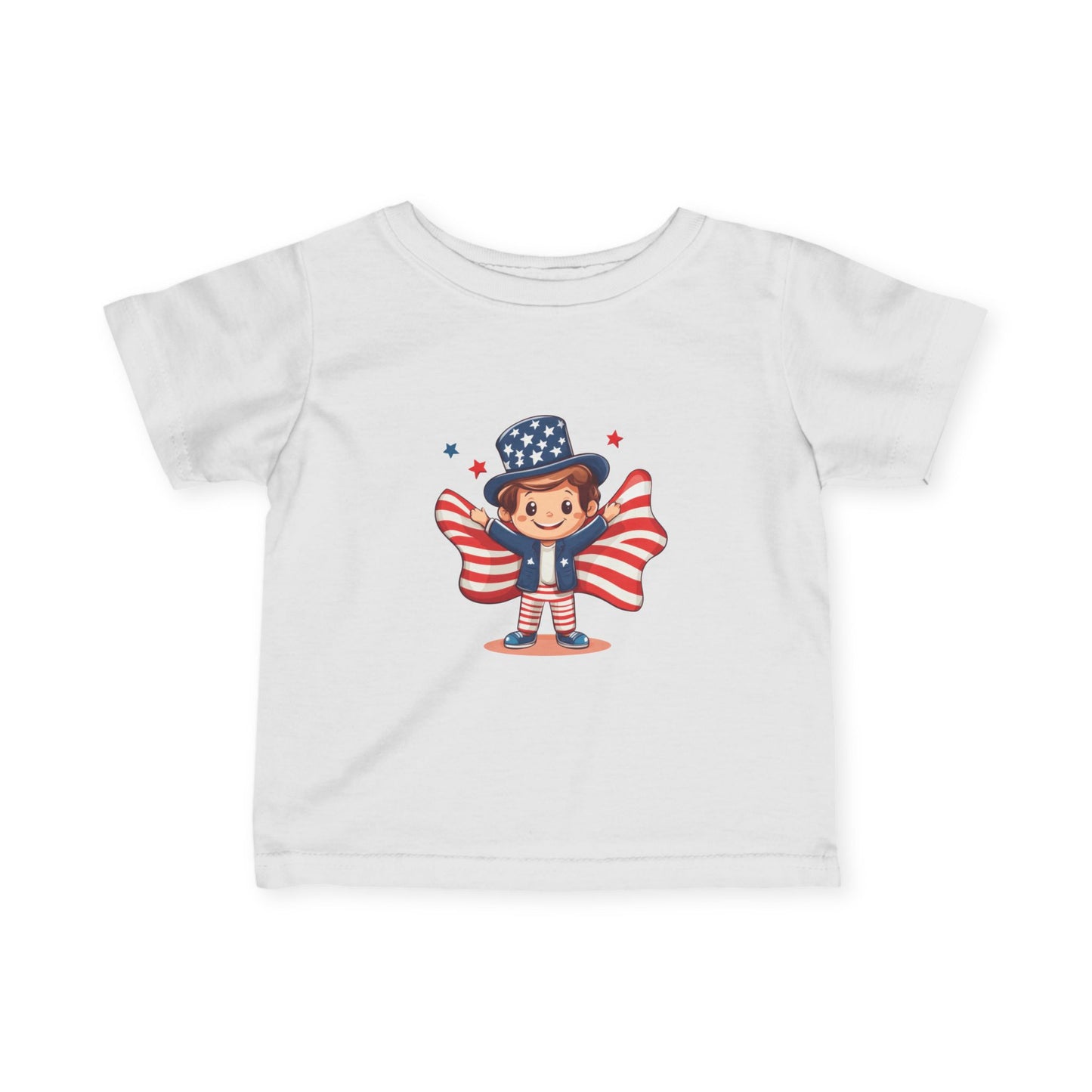 Patriotic Infant Tee, Cute Kid T-Shirt for 4th of July, Baby Independence Day Shirt, Toddler Flag Outfit, American Spirit Clothes