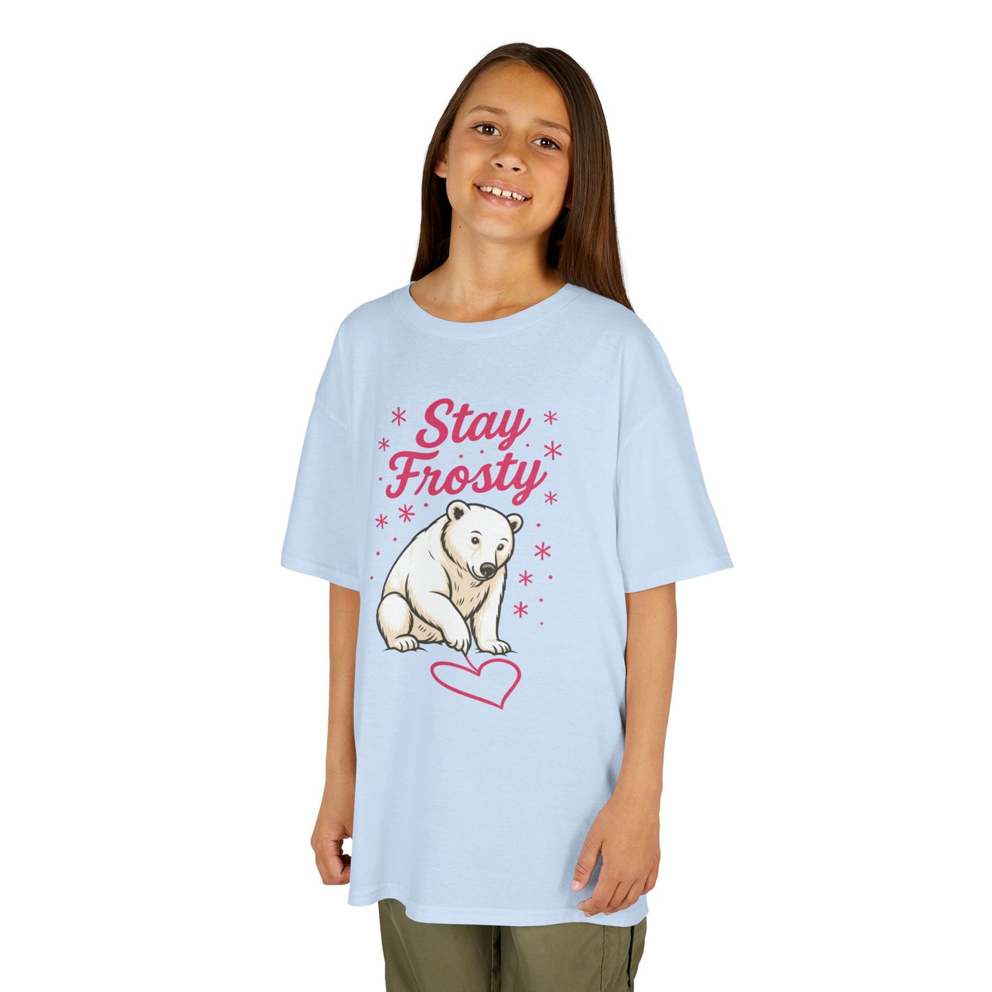 Kids Heavy Cotton™ Tee, Kids Stay Frosty Polar Bear T-Shirt, Cute Winter Graphic Tee for Children