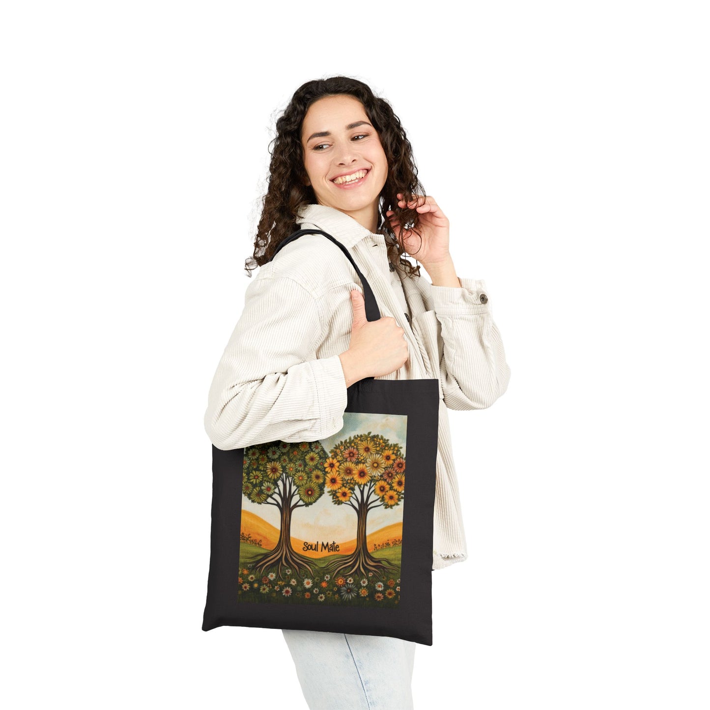 Soul Mate Canvas Tote Bag, Eco-Friendly Shopping Bag, Gift for Friends, Beach Tote, Artwork Design, Reusable Bag