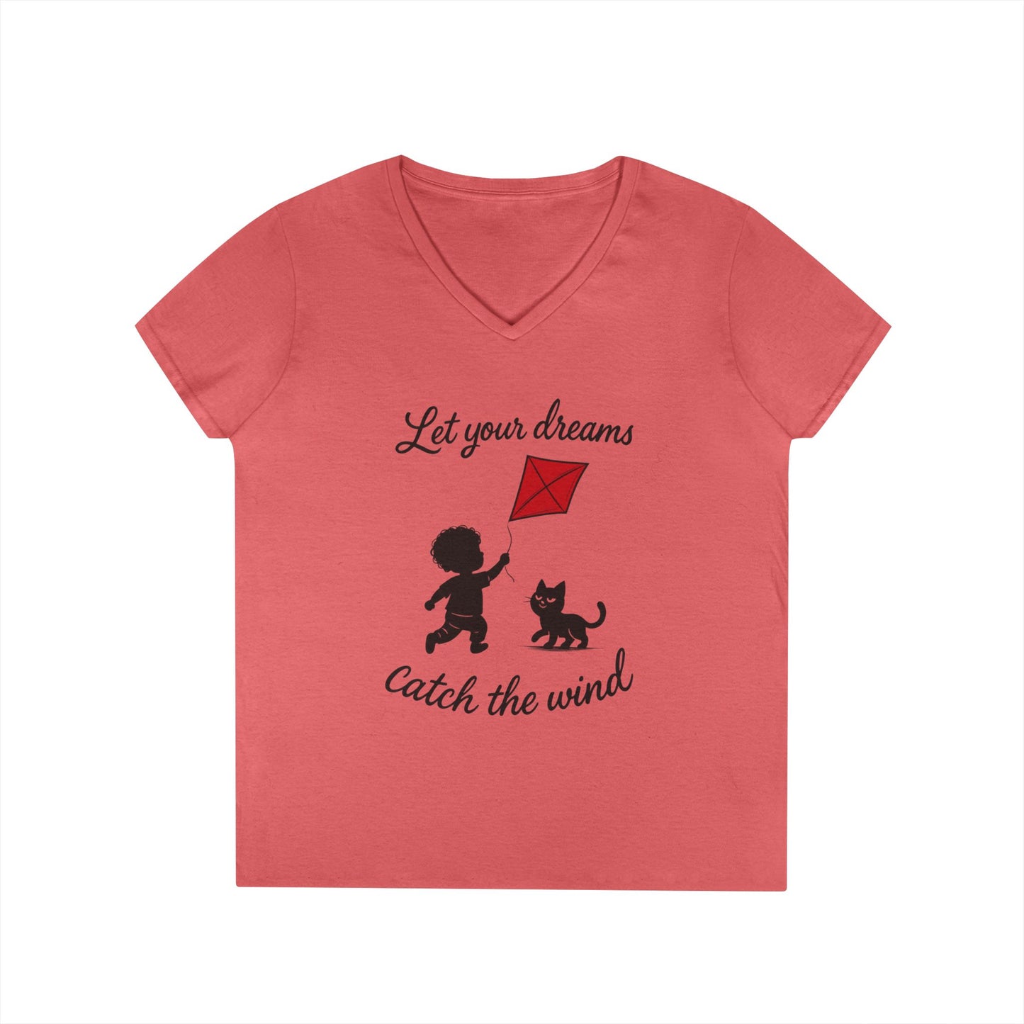 Cat Lover Girls' V-Neck T-Shirt, Gift for Birthday, Cat Lover T-Shirt, Cat Mom Gift, Gift for Kids and Animal Lovers
