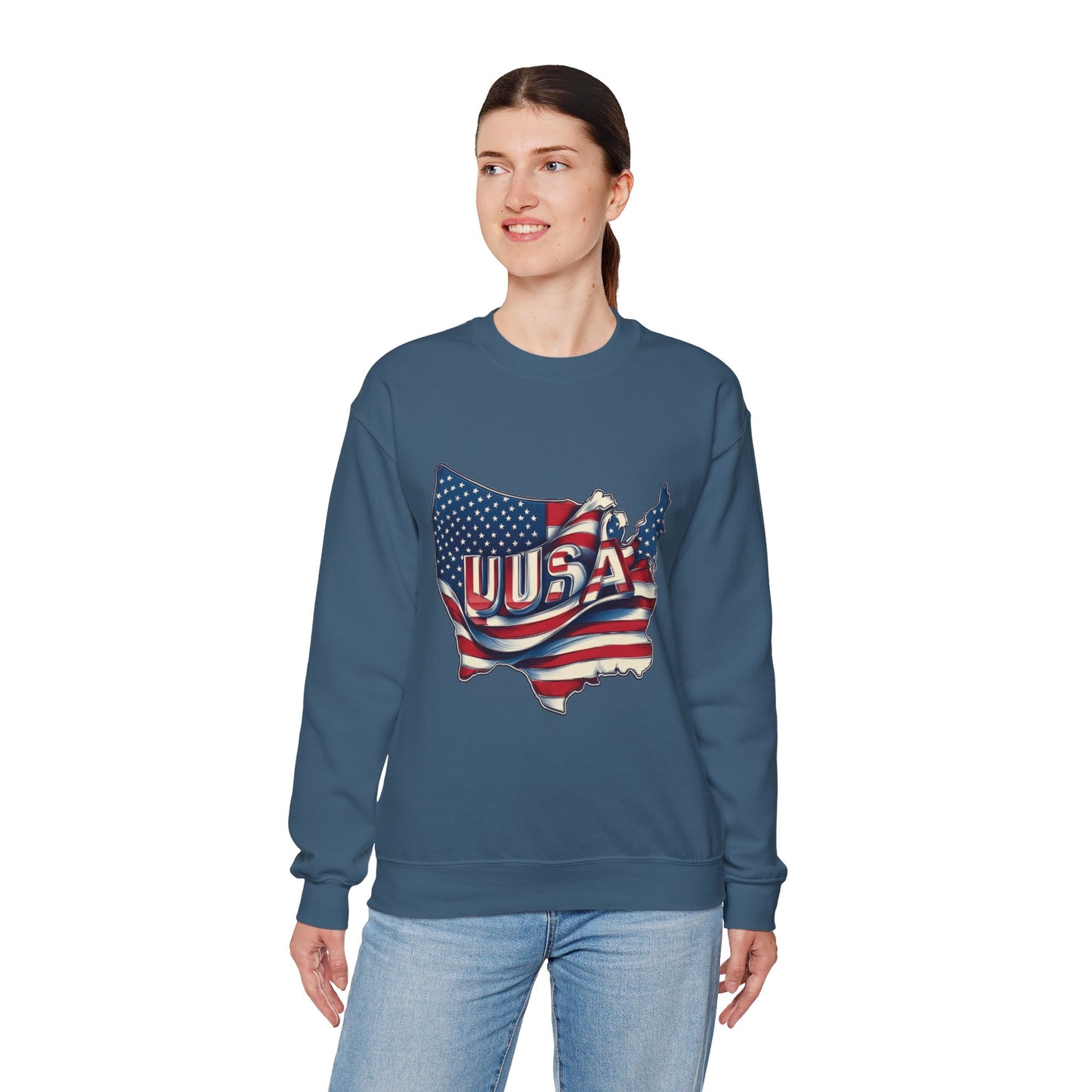 Patriotic USA Crewneck Sweatshirt, Unisex Sweatshirt, American Flag Apparel, Casual Comfort, Great for Independence Day and Holidays