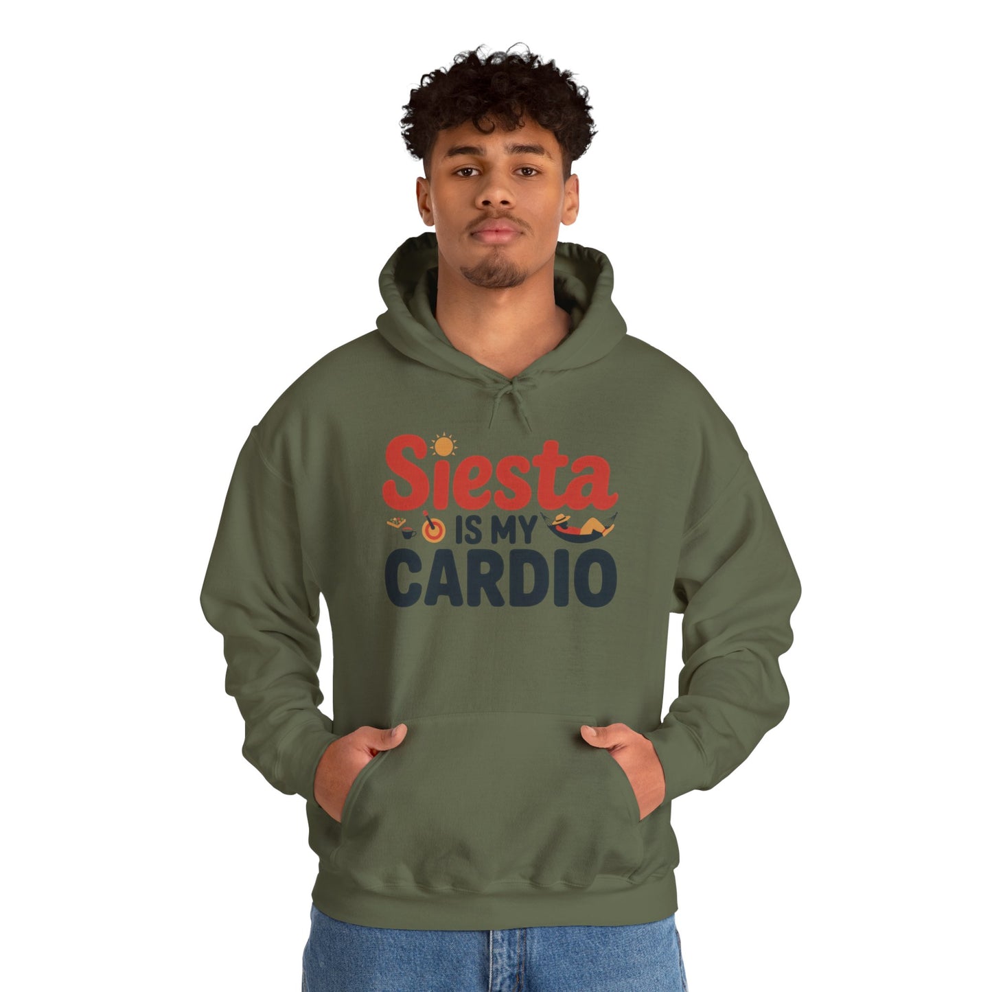 Mens Heavy Blend™ Hooded Sweatshirt, Siesta Is My Cardio Funny Mens Hoodie Spain Humor Gift