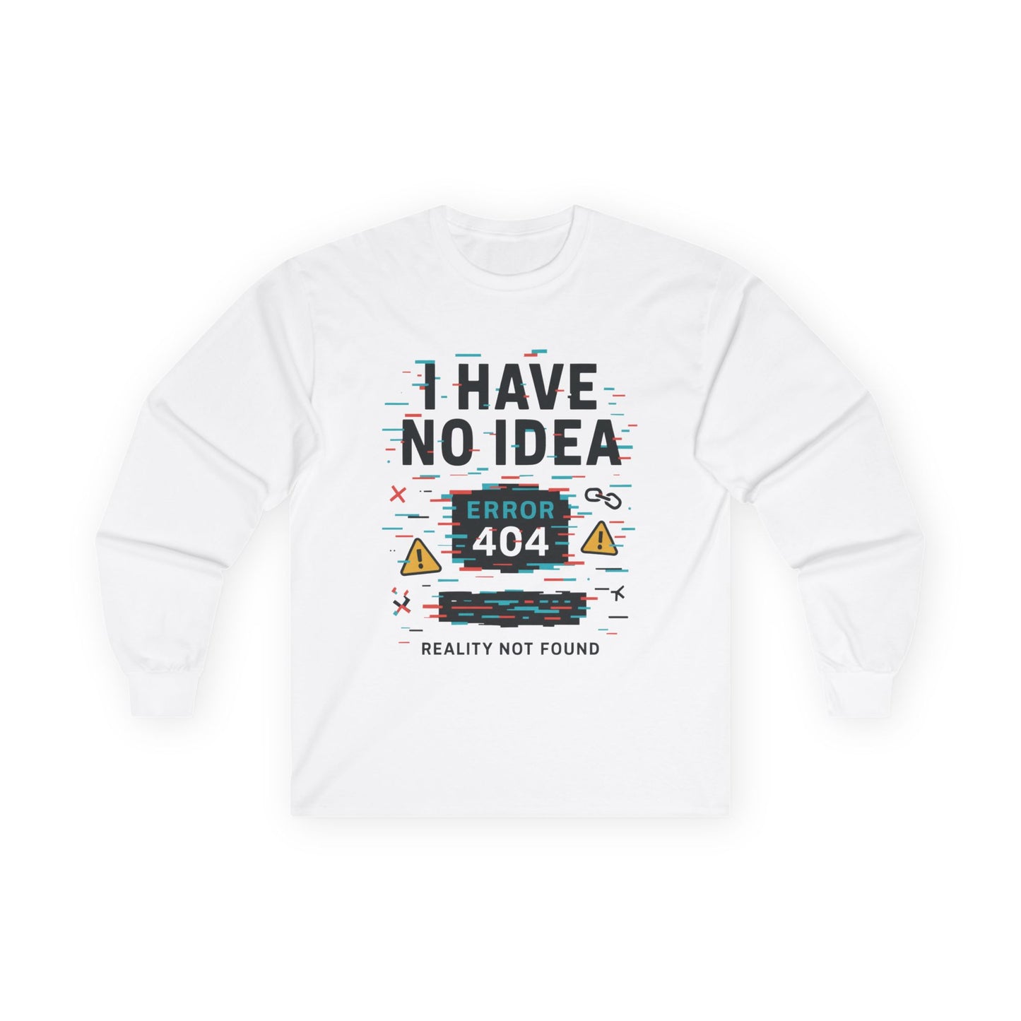 Funny Long Sleeve Tee with Error 404 Design, Gift for Tech Lovers, Casual Wear, Internet Humor, Geeky Apparel, Birthday Gift