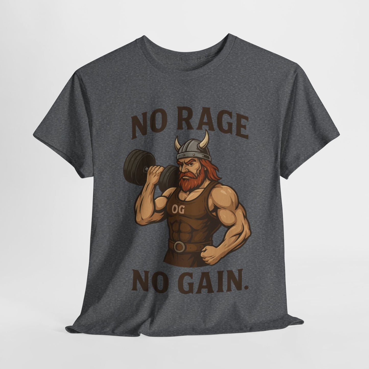 No Rage No Gain Viking Gym Shirt, Funny Muscle Workout Tee, Barbarian Fitness T-Shirt for Men, Powerlifting Humor Shirt, Viking Lifting Gift