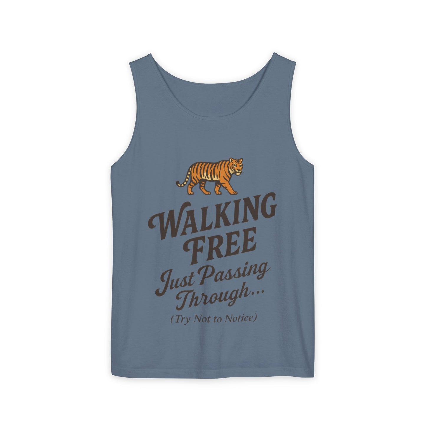 Walking Free Mens Tiger Tank Top, Funny Sleeveless Shirt - Wild Animal Summer Top, Mens Beachwear, Gift for Wild Life Lovers