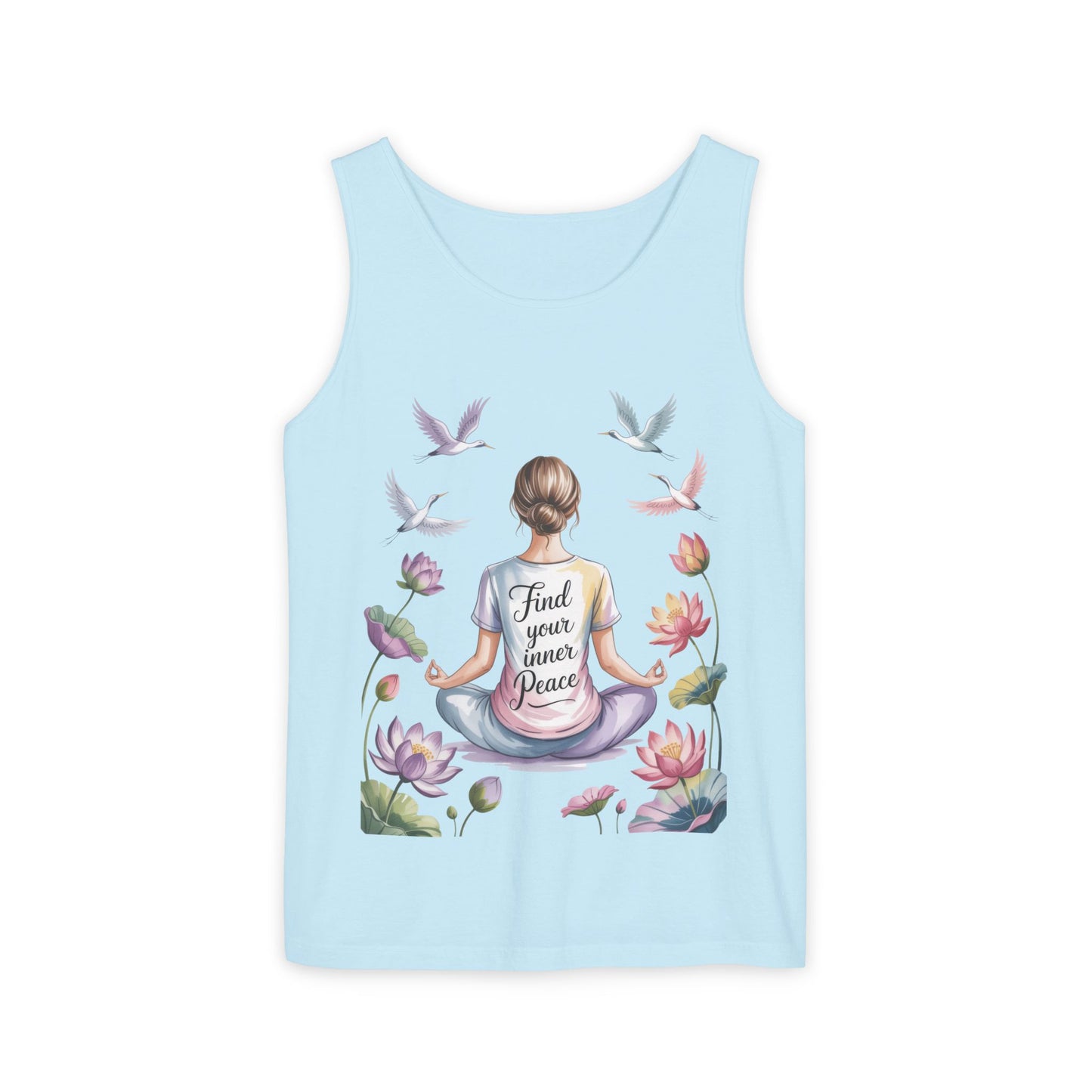 Meditation Floral Womens Tank Top, Find Your Inner Peace, Yoga Apparel, Gift for Mindfulness, Summer Relaxed Wear