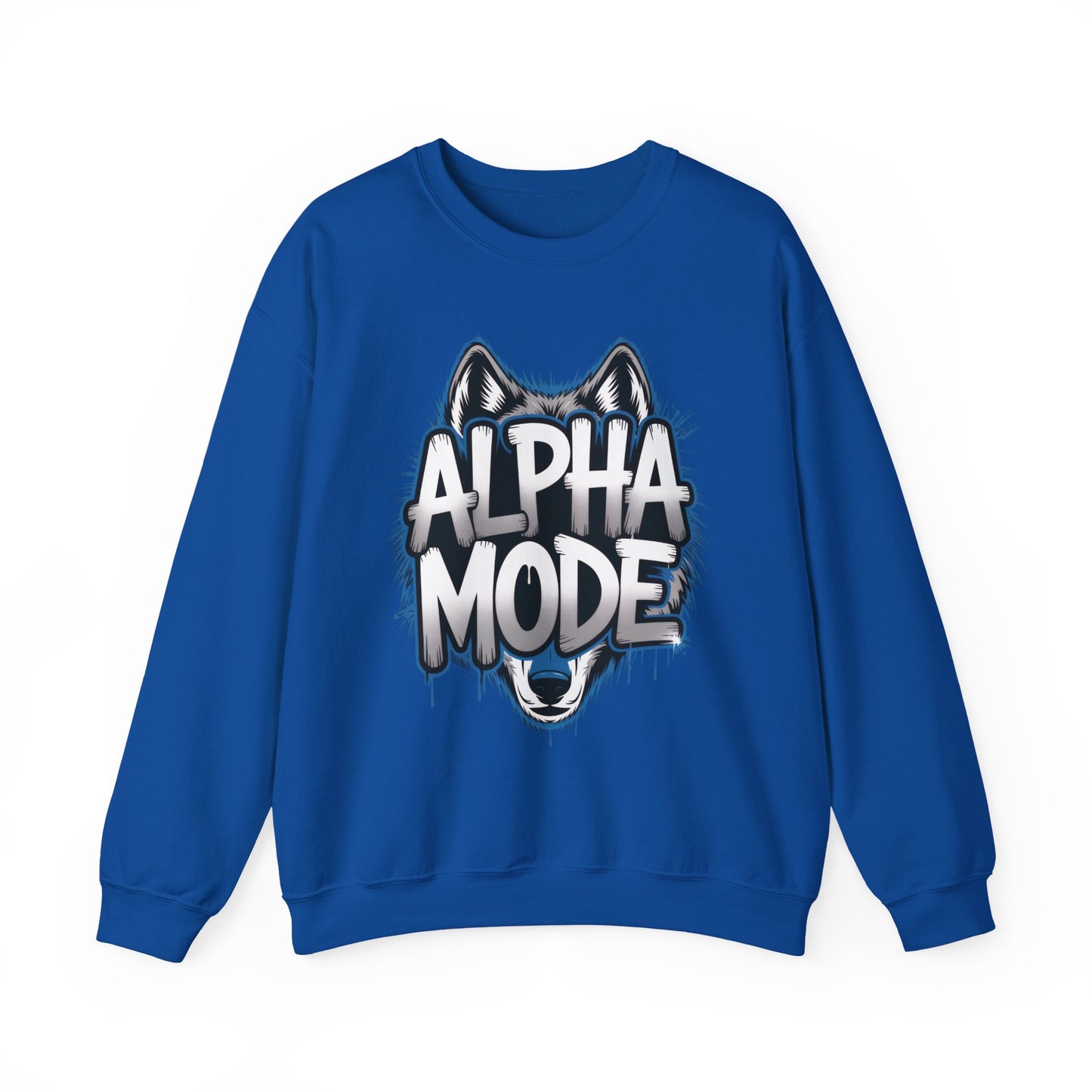 Mens Heavy Blend™ Crewneck Sweatshirt, Alpha Mode Mens Wolf Graphic Crewneck Sweatshirt