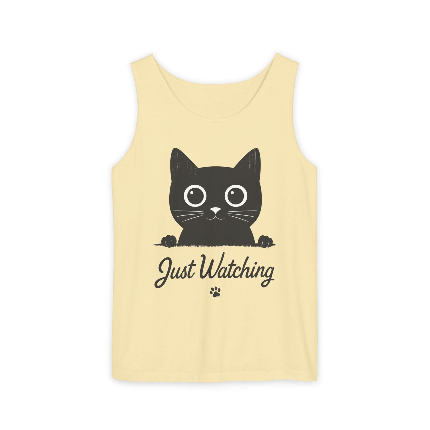 Just Watching Cat Womens Tank Top - Cute Black Kitty Sleeveless Shirt - Funny Summer Cat Lover Gift, Summer Beach Wear, Pet Themed Apparel