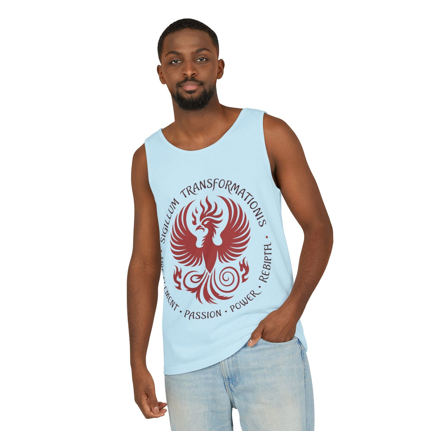 Phoenix Fire Element Tank Top, Sigillum Transformationis Seal, Passion Power Rebirth Totem, Phoenix Symbol Unisex Tank, Spiritual Tee