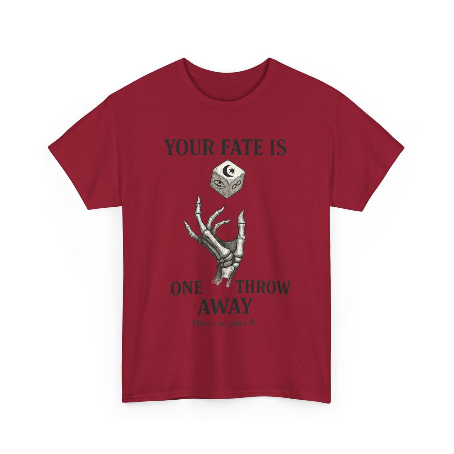 Your Fate Mens Heavy Cotton Tee, Skeleton Dice Graphic T-Shirt, Trendy Gift for Gamers, Gambling Tee, Unique Quote Apparel