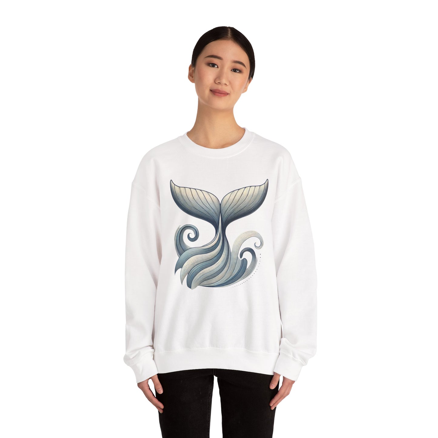 Whale Tail Ocean Sweatshirt, Unisex Heavy Blend Crewneck Sweatshirt, Nautical Coastal Sea Life Gift for Beach Lovers, Gift for Ocean Lovers