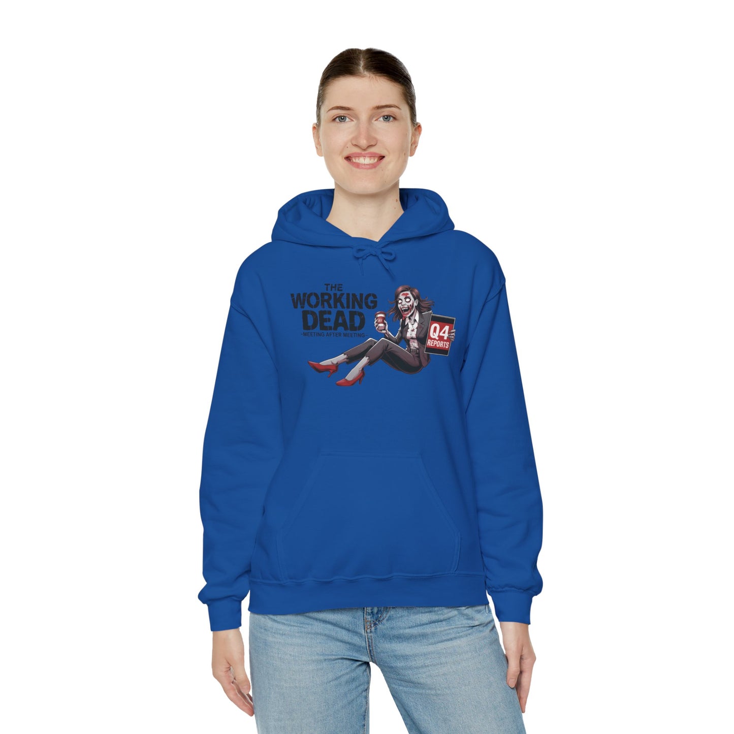 The Working Dead Women's Zombie Hoodie, Funny Office Meeting Sweatshirt, Halloween Zombie Top, Halloween Work Top