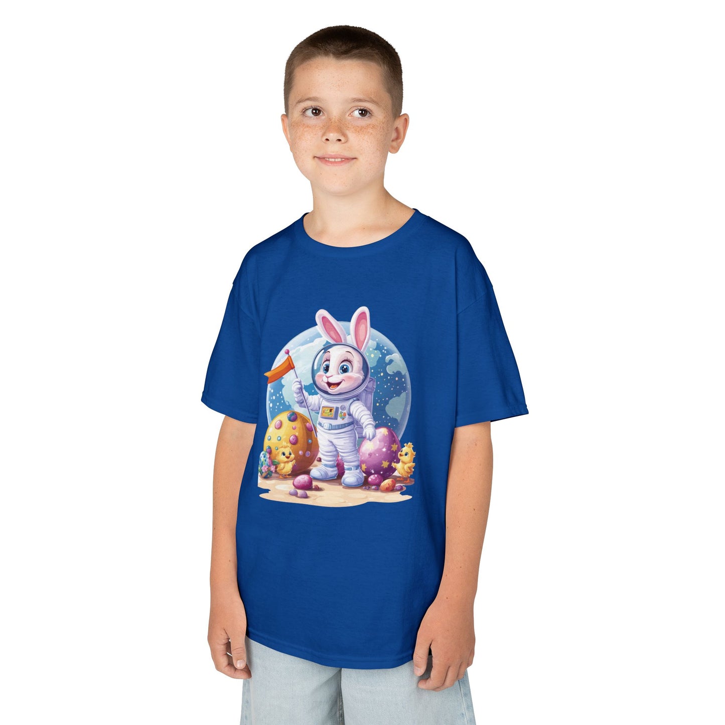 Kids Easter Astronaut Bunny T-Shirt, Space Bunny with Eggs, Galaxy Adventure Tee, Cute Bunny Gift for Boys and Girls