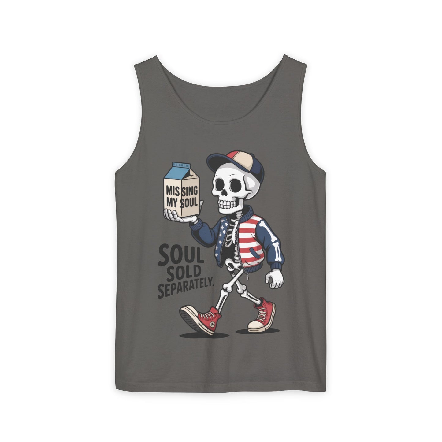 Funny Skeleton Tank Top, Soul Sold Separately Muscle Tee, Missing My Soul Graphic Shirt, Gothic Streetwear Workout Top