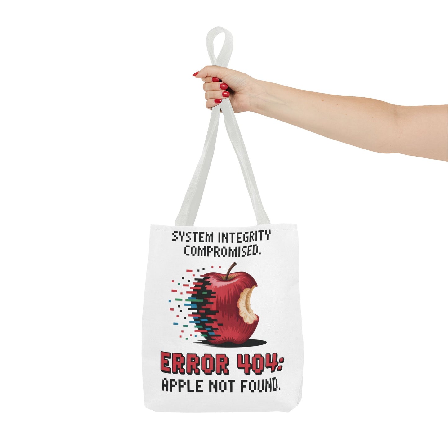Error 404 Apple Tote Bag, Geek Tote, Funny Shopping Bag, Gift for Tech Lovers, Apple Lovers Tote, Digital Design Bag, Weekender Bag, Beach Bag, Large Canvas Bag