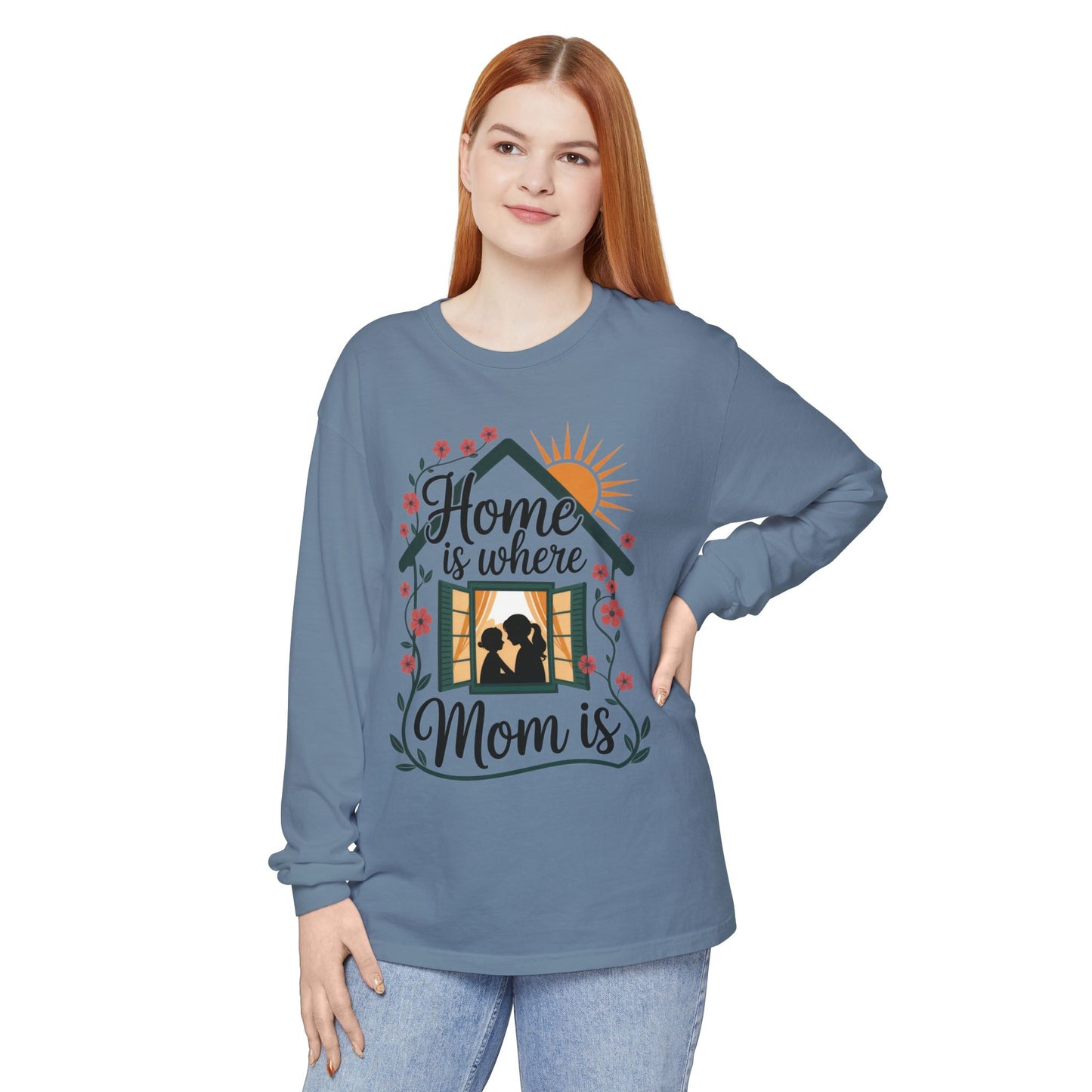 Home Is Where Mom Is Long Sleeve T-Shirt, Mother's Day Cotton Shirt, Cute Family Gift for Mom, Sentimental Mom Gift, mother's day Gift