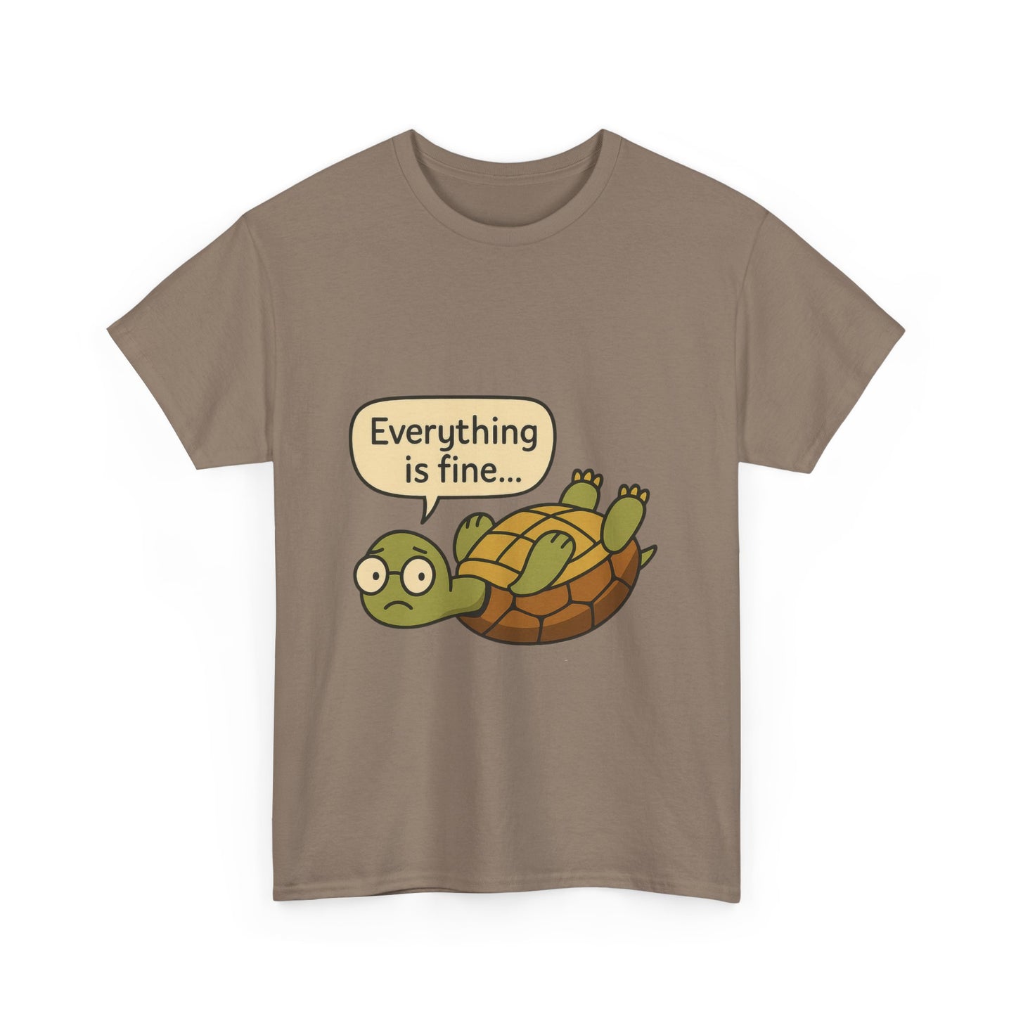 Everything is Fine Turtle Tee, Funny Unisex Cotton Tee, Cute Animal Shirt, Gift for Nature Lovers, Great for Humor, Positive message t-shirt