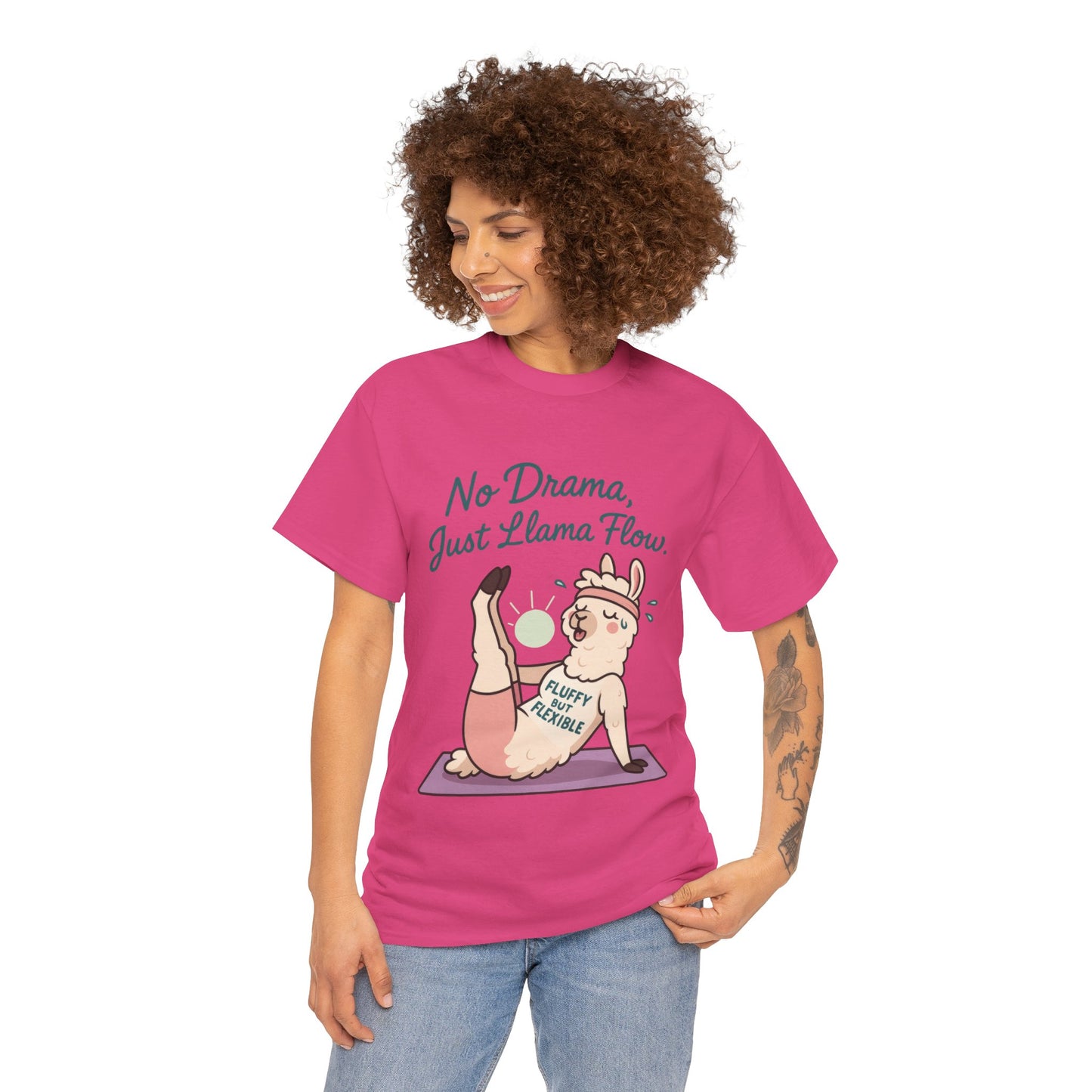 No Drama Llama Yoga Tee, Funny Yoga Llama T-Shirt for Women, Gift for Yoga Lovers, Fun Yoga T-Shirt for Animal Lovers, Humor Shirt