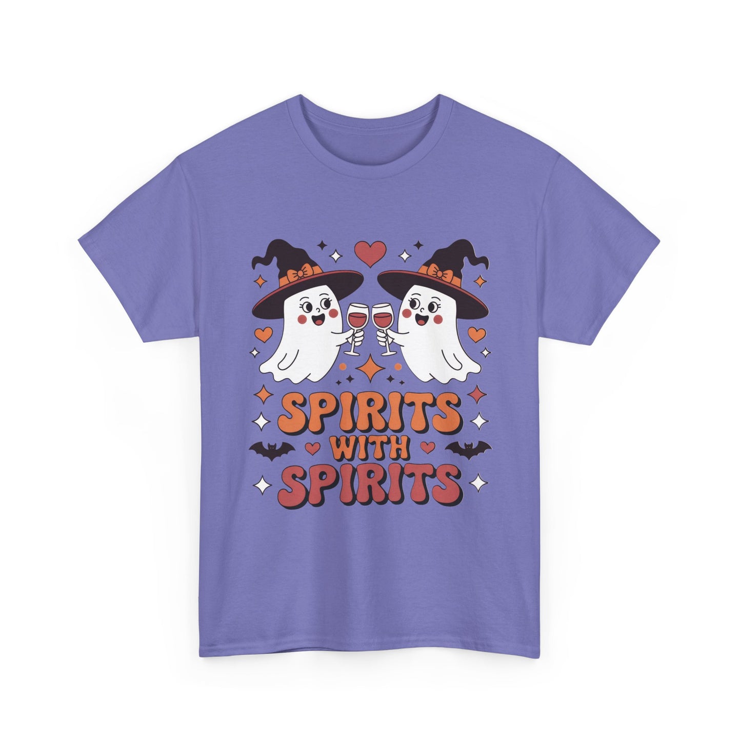 Spirits With Spirits Women's Halloween T-Shirt, Funny Ghost Drinking Wine Tee, Witches Party Shirt, Spooky Season Gift for Her