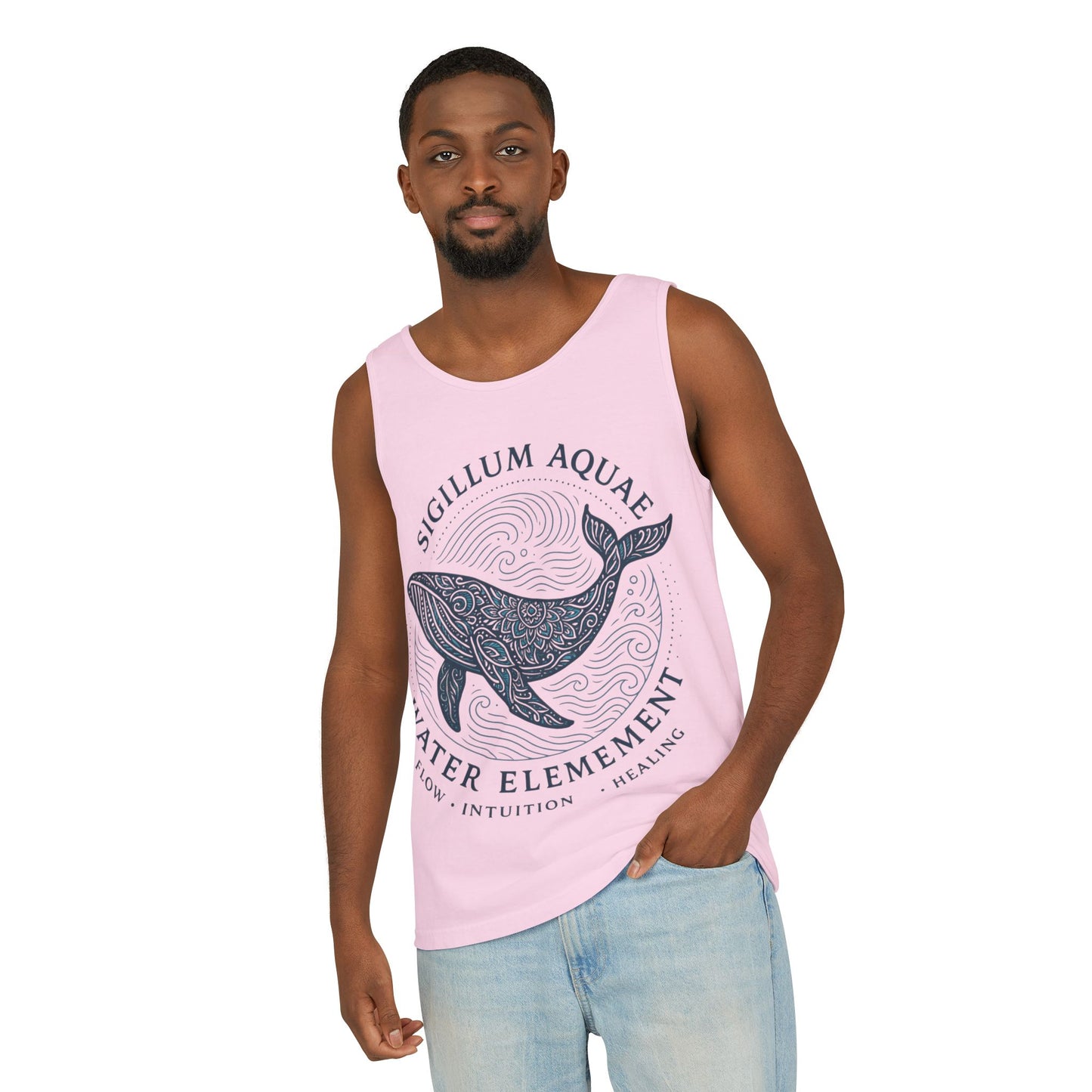 Water Element Whale Tank Top, Sigillum Aquae Symbol, Spiritual Ocean Totem Tee, Nature Energy Tee, Beachwear, Mindfulness Fashion