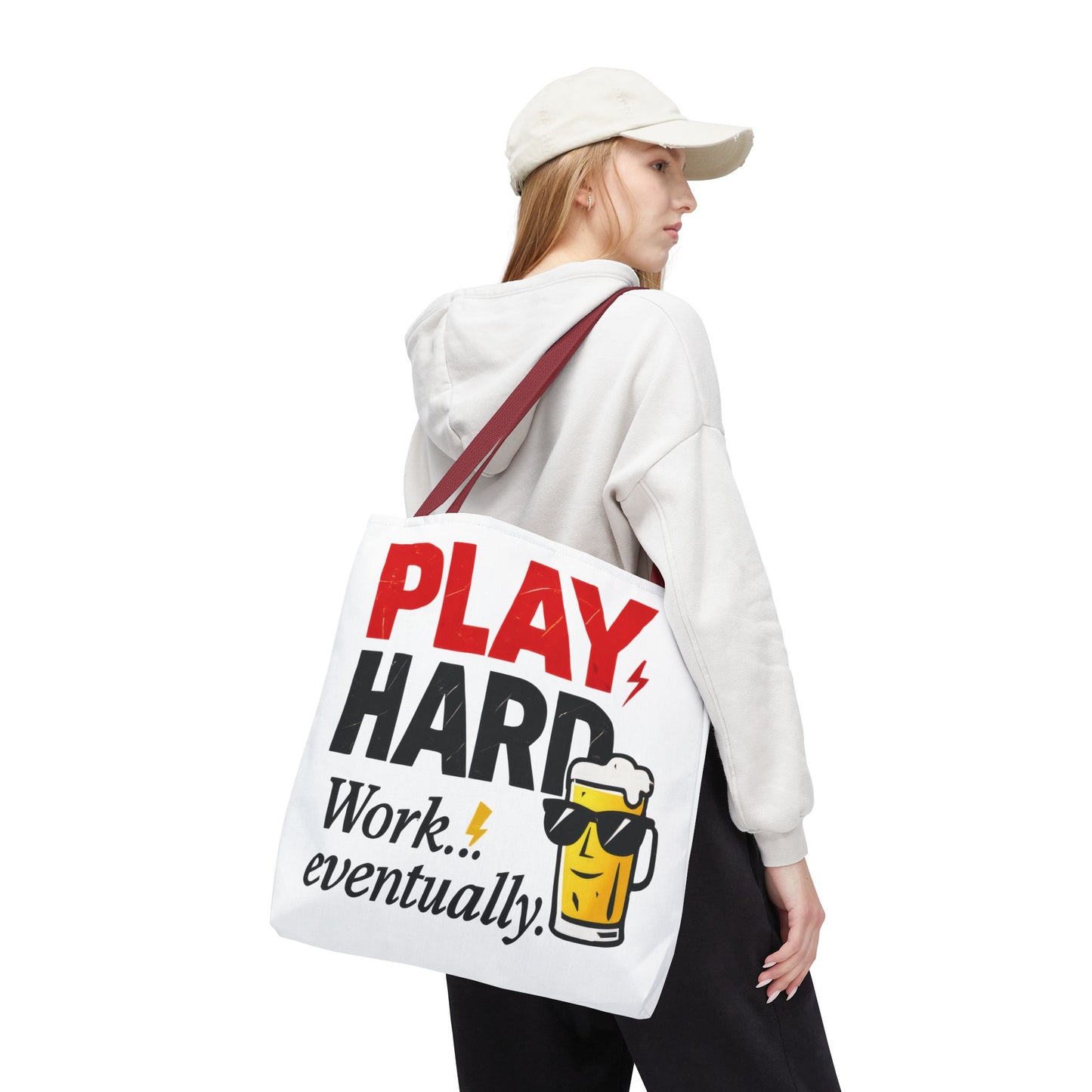 Play Hard Tote Bag - Fun, Stylish, Tote for Work & Play, Summer, Gift, Beach Bag, Everyday Carry, Beach Weekender Bag, large canvas bag