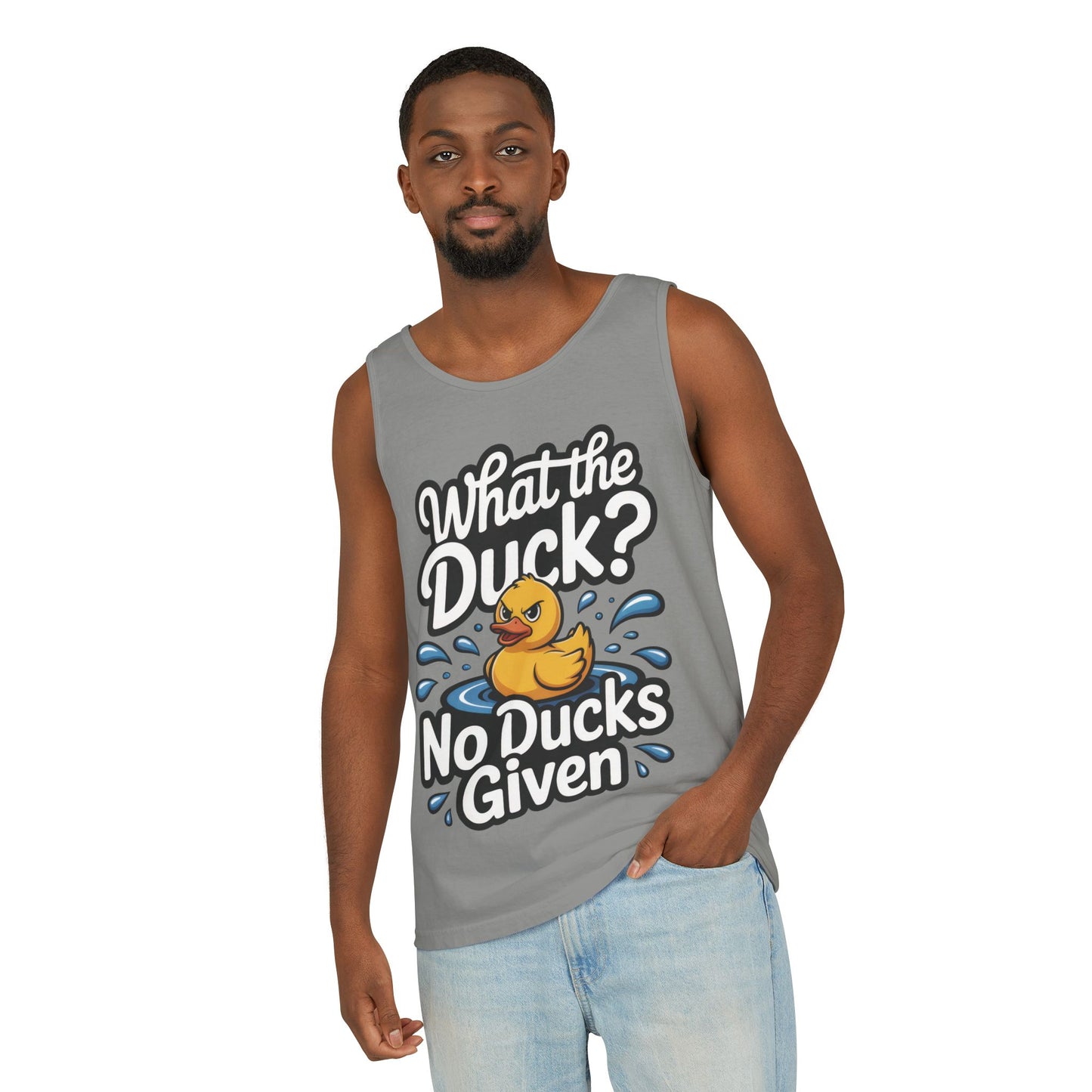 Funny Duck Tank Top for Summer - No Ducks Given Tee - What The Duck Mens T-Shirt - Sarcastic Rubber Duck Graphic, Humor Gift For Him