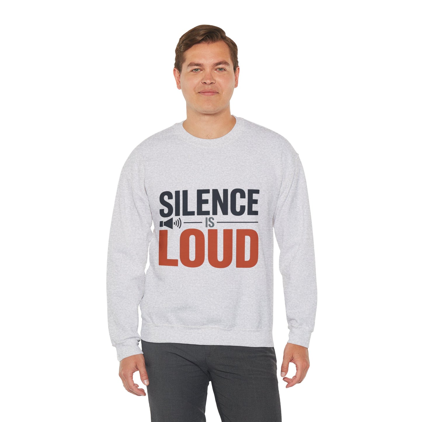 Mens Heavy Blend™ Crewneck Sweatshirt, Silence Is Loud Motivational Mens Sweatshirt