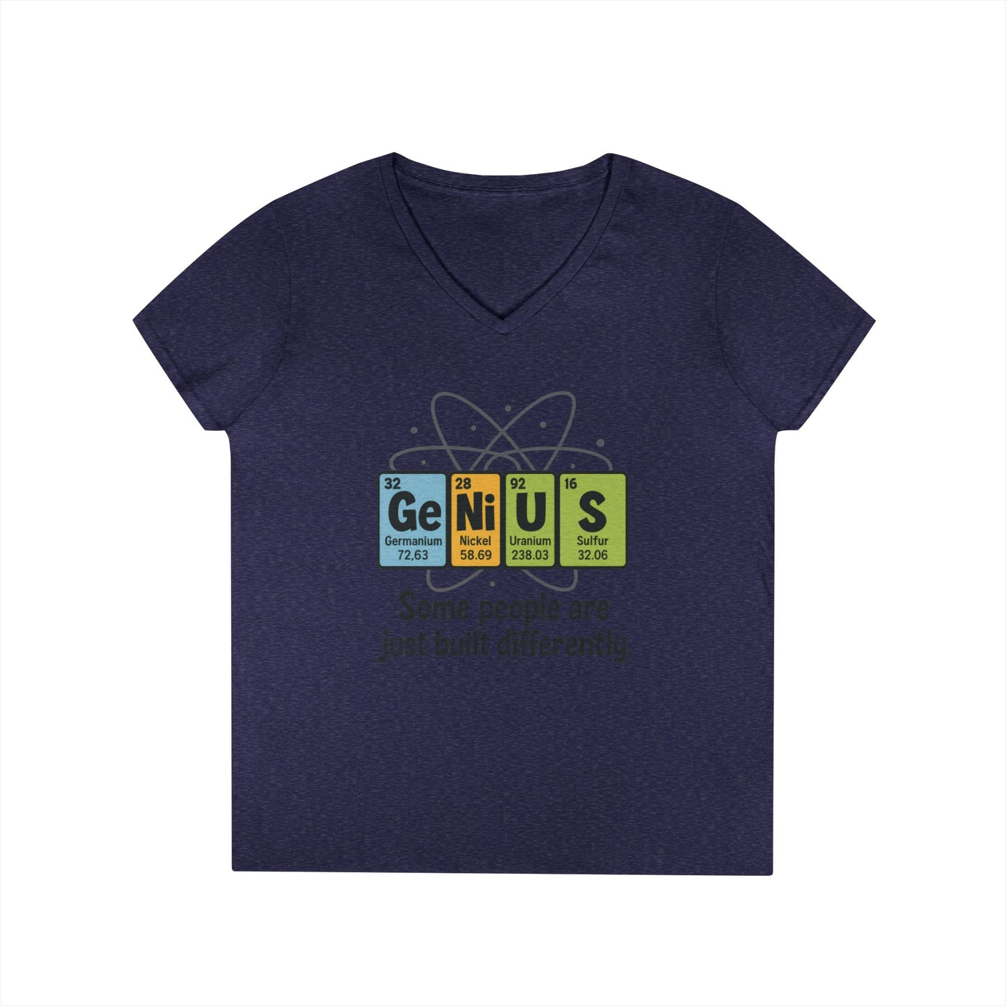 Funny Womens Genius V-Neck T-Shirt, Funny Science Tee, Nerdy Humor Shirt, Periodic Table Nerd Shirt, Science Humor Tee
