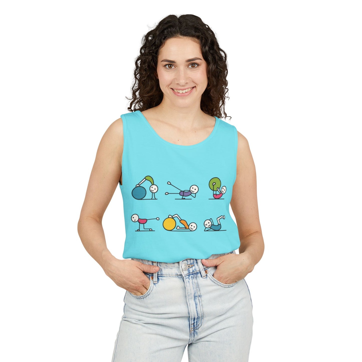 Womens Garment-Dyed Tank Top, Fit Fun Pilates Womens Tank Top, Cute Workout Shirt, Funny Yoga Gym Top for Women