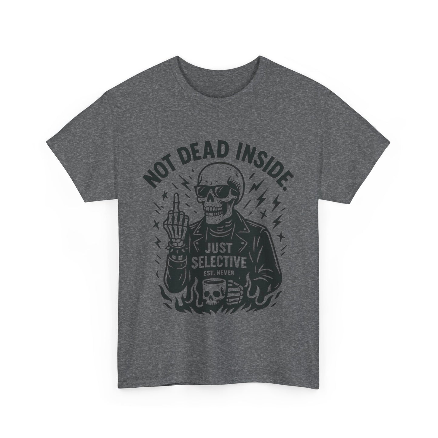 Mens Dark Humor Graphic Shirt, Not Dead Inside, Funny Graphic Shirt for Casual Wear, Gifts for Him, Halloween, Occasions, Funny Skeleton Tee