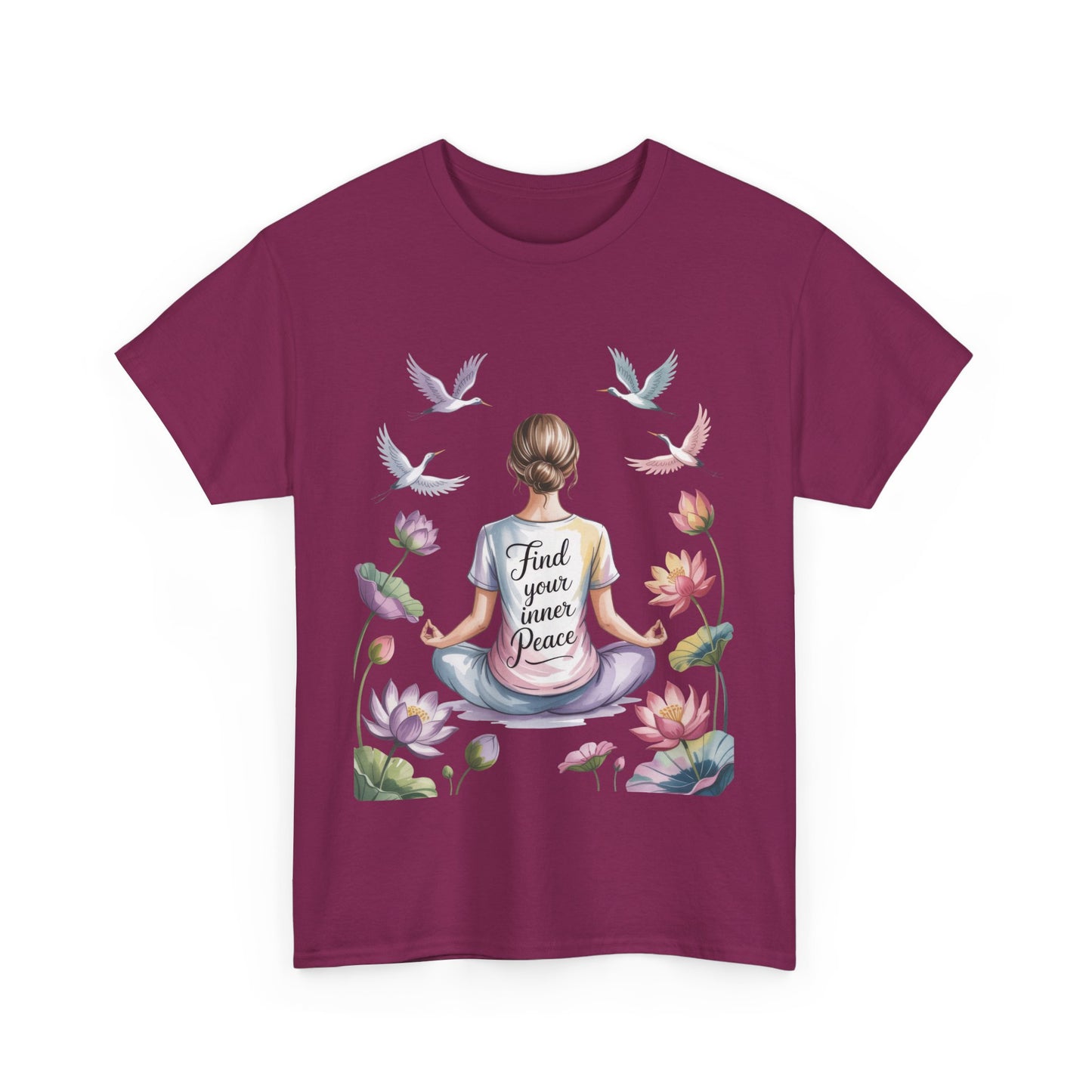 Find Your Inner Peace Womens Heavy Cotton Tee, Motivational Shirt, Meditation Apparel, Relaxation Gift, Casual Wear, Mindfulness Tee