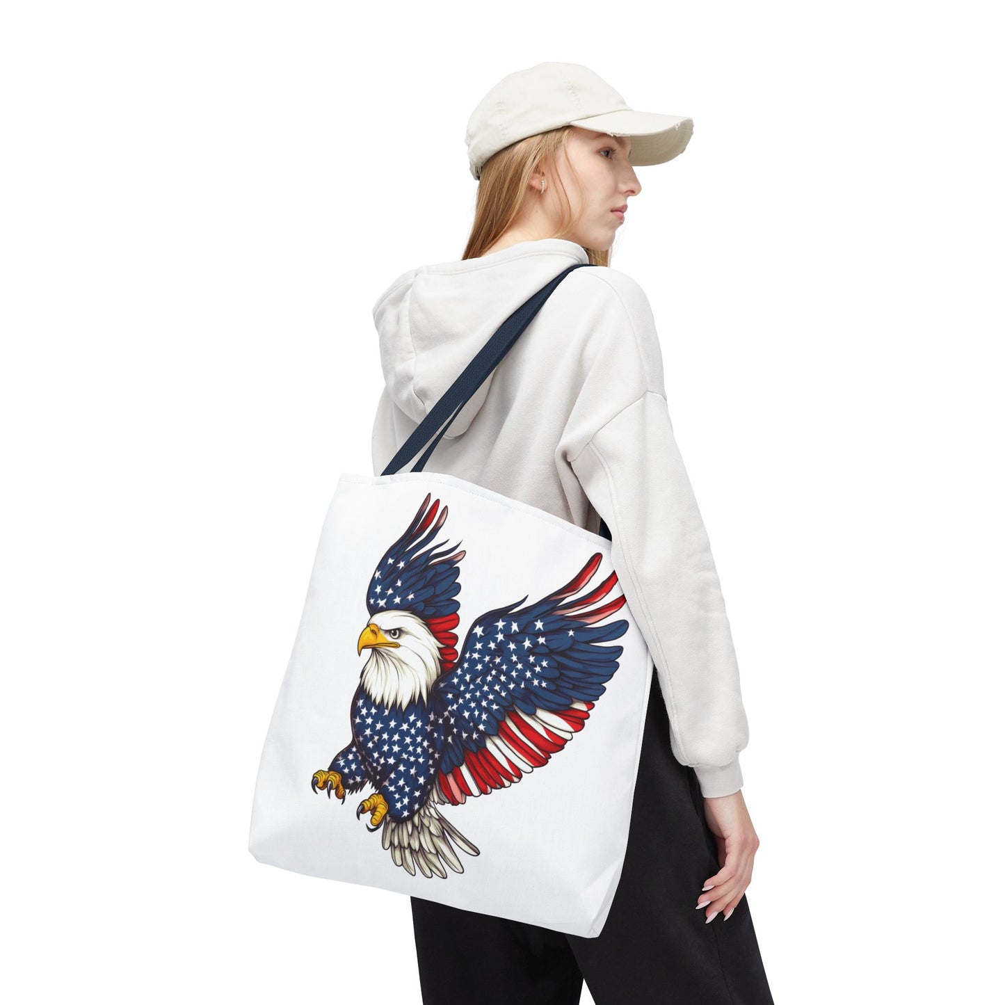 Patriotic Eagle Tote Bag, AOP, Perfect for July 4th, Festivals, Eco-Friendly Shopping, Gift for Nature Lovers, large canvas bag, beach bag